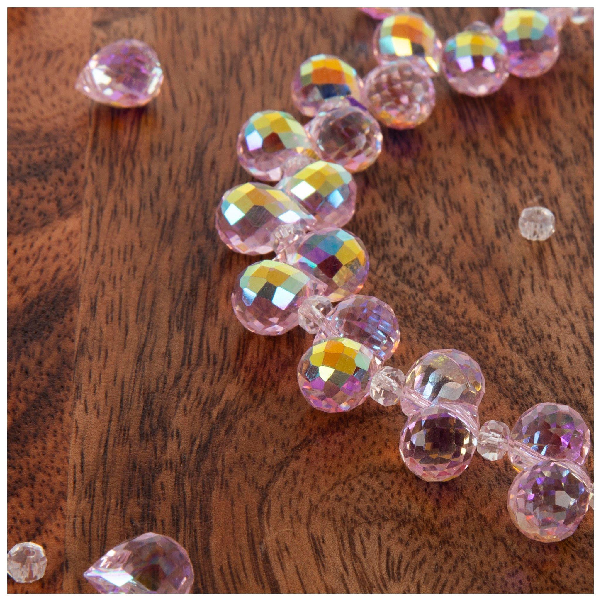 AB Plated Glass Teardrop Bead Strand Violet