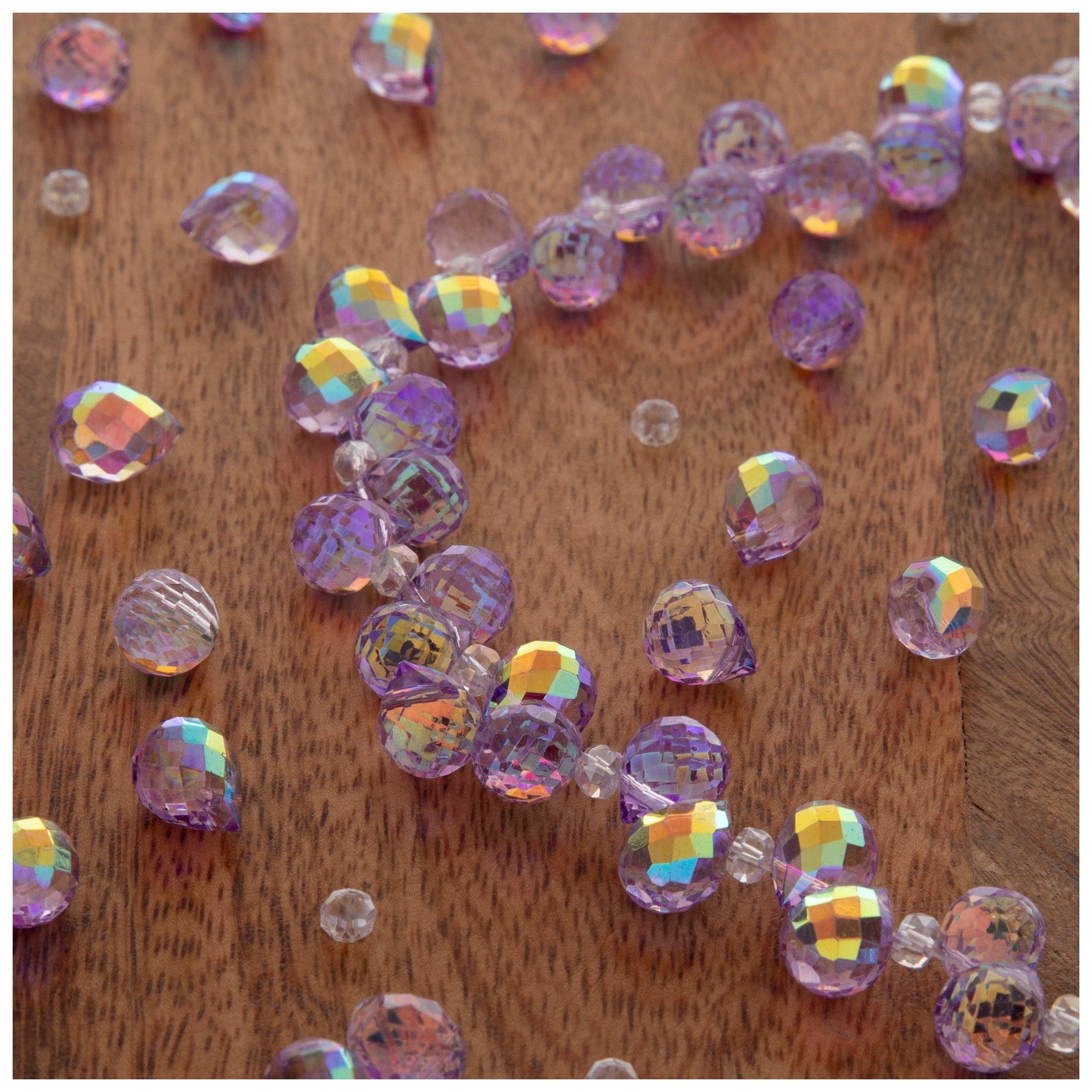 AB Plated Glass Teardrop Bead Strand Violet 3 AB Plated Glass Teardrop Bead Strand Violet