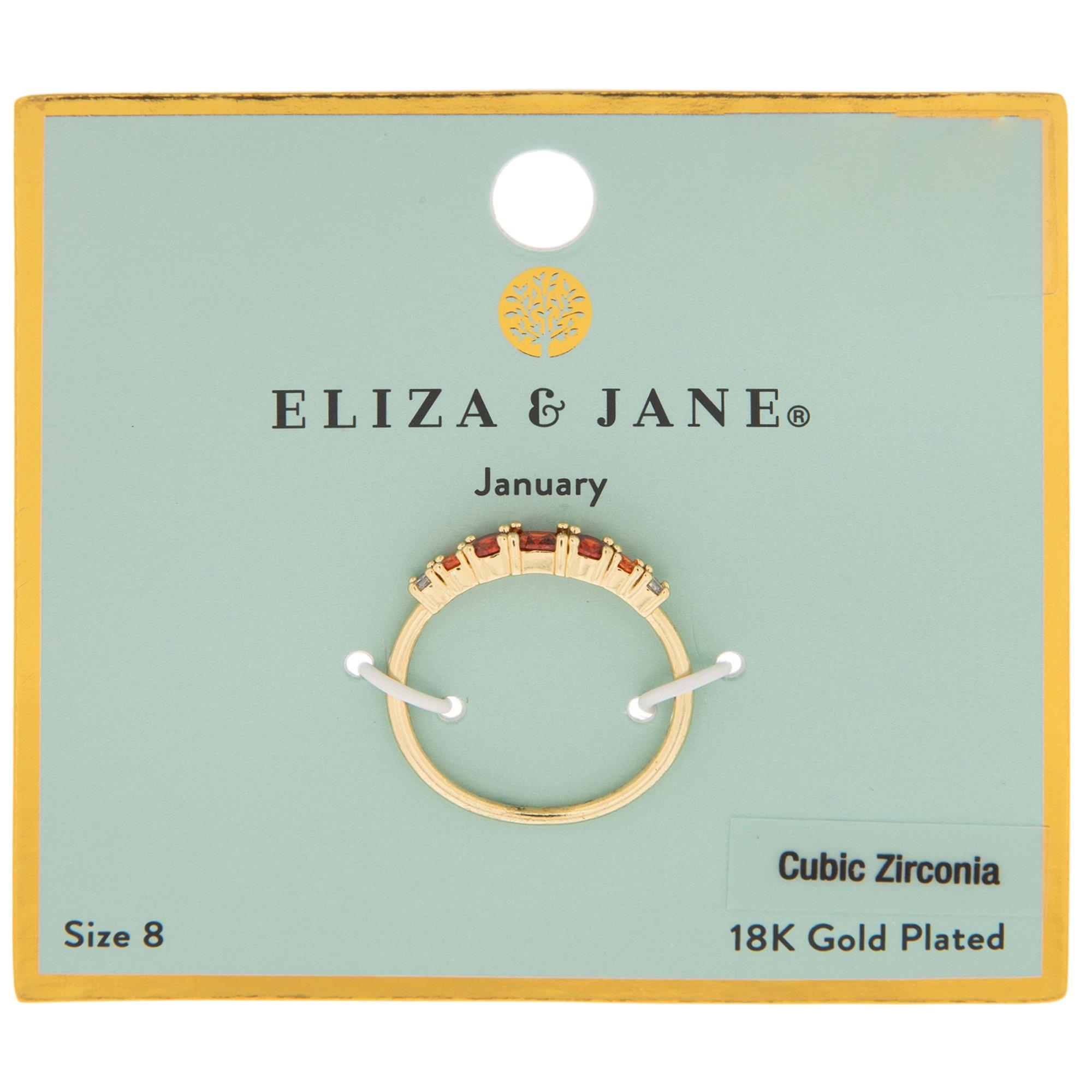 18K Gold Plated Birthstone Ring - Size 8 Pink October