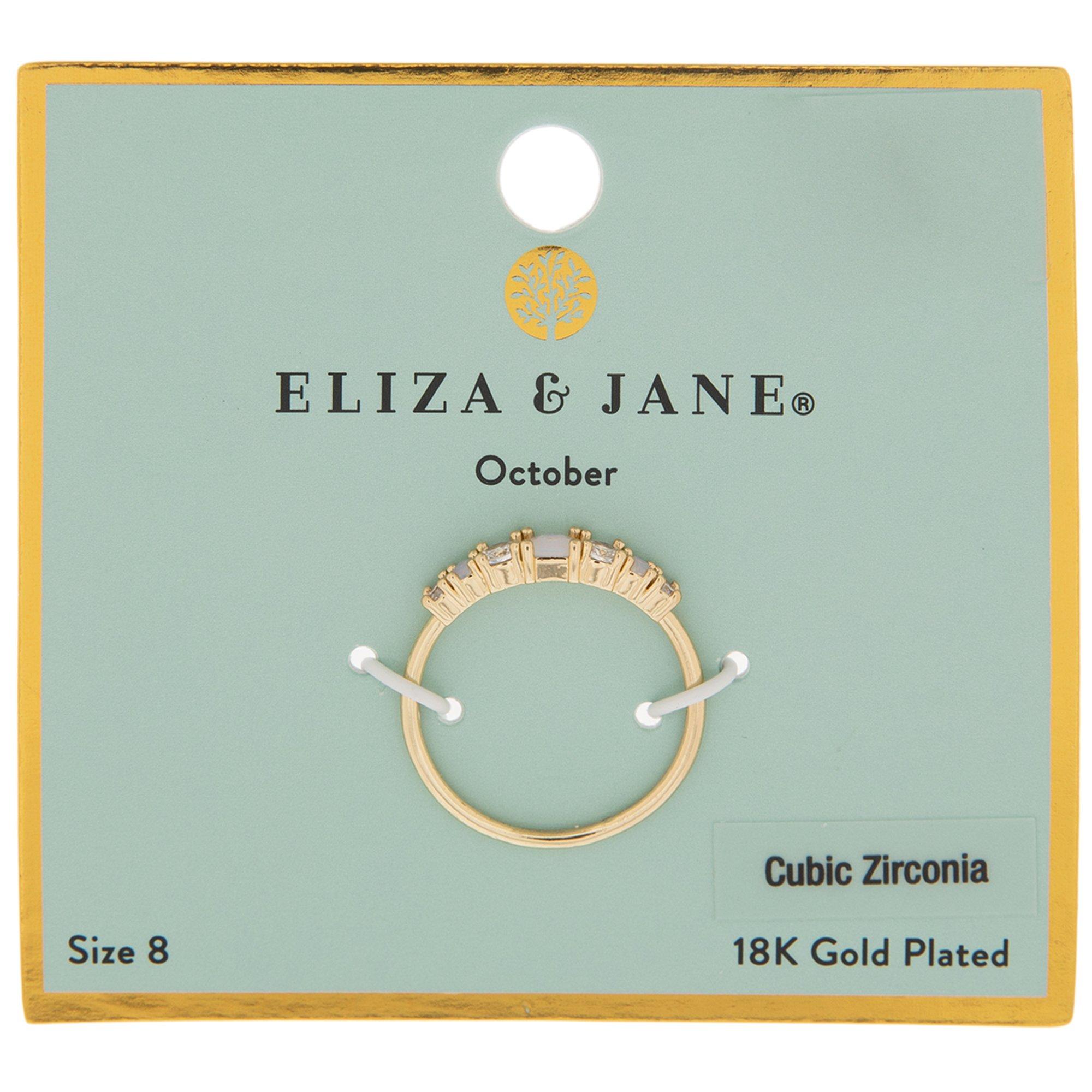 18K Gold Plated Birthstone Ring - Size 8 Pink October 13 18K Gold Plated Birthstone Ring - Size 8 Pink October