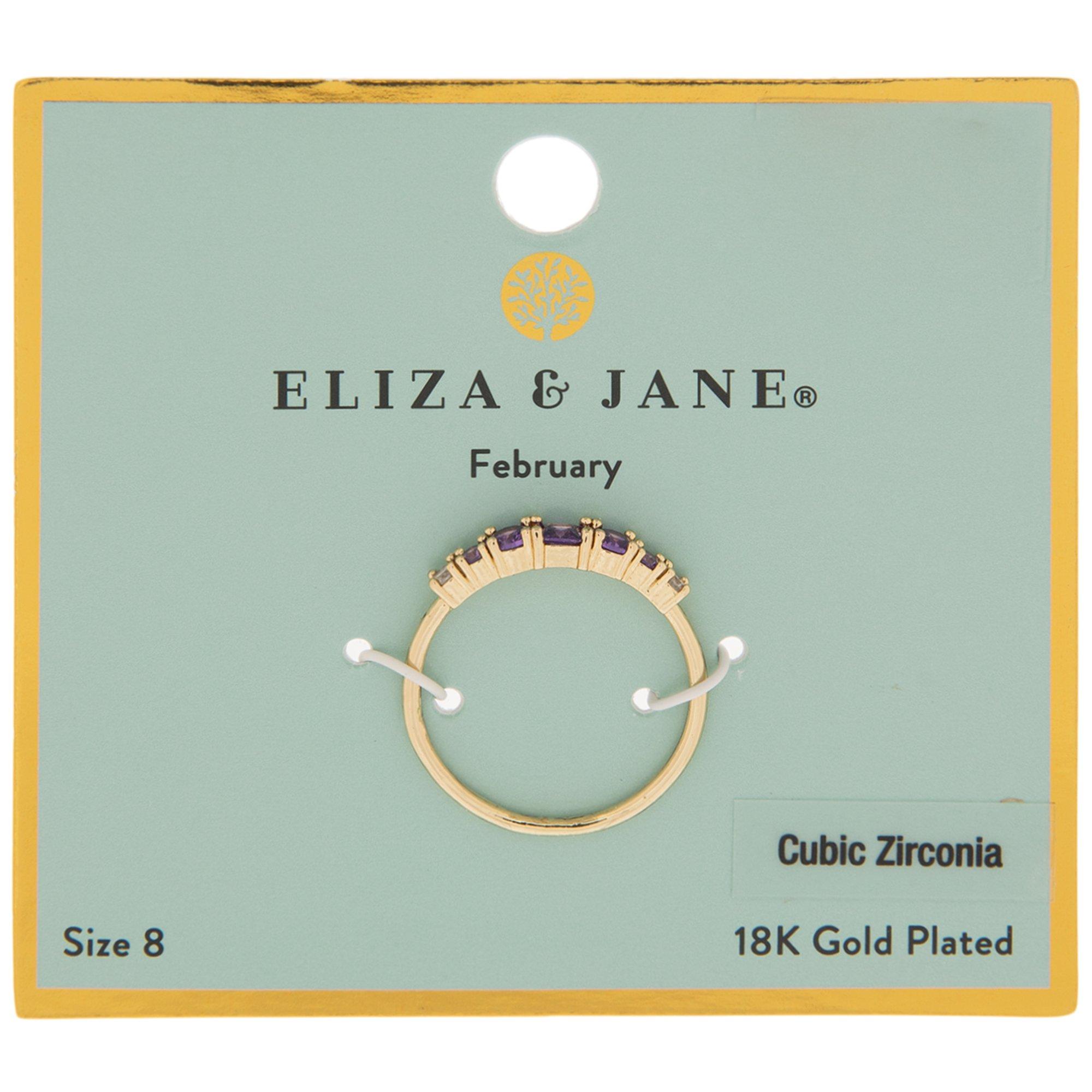 18K Gold Plated Birthstone Ring - Size 8 Pink October