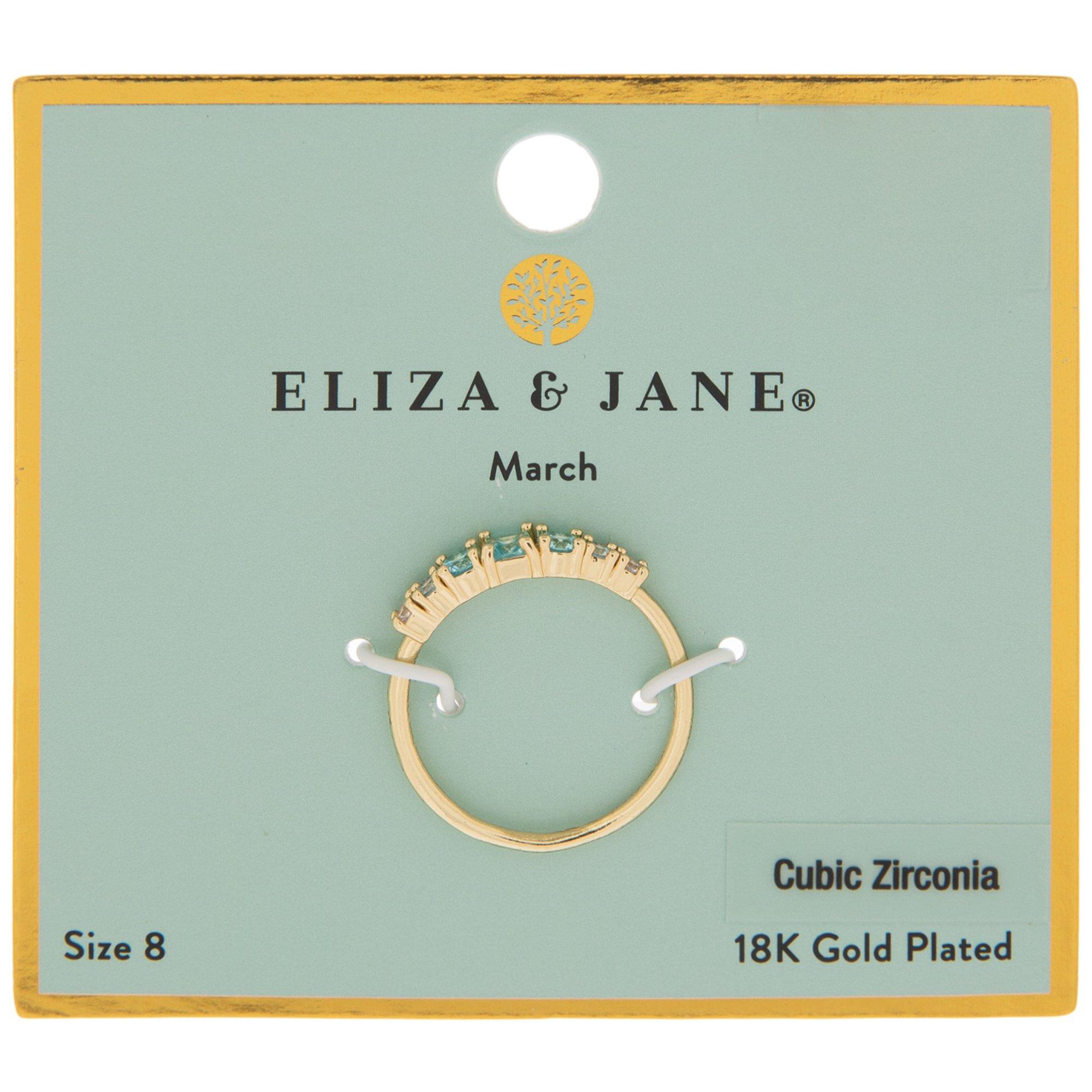 18K Gold Plated Birthstone Ring - Size 8 Pink October 9 18K Gold Plated Birthstone Ring - Size 8 Pink October
