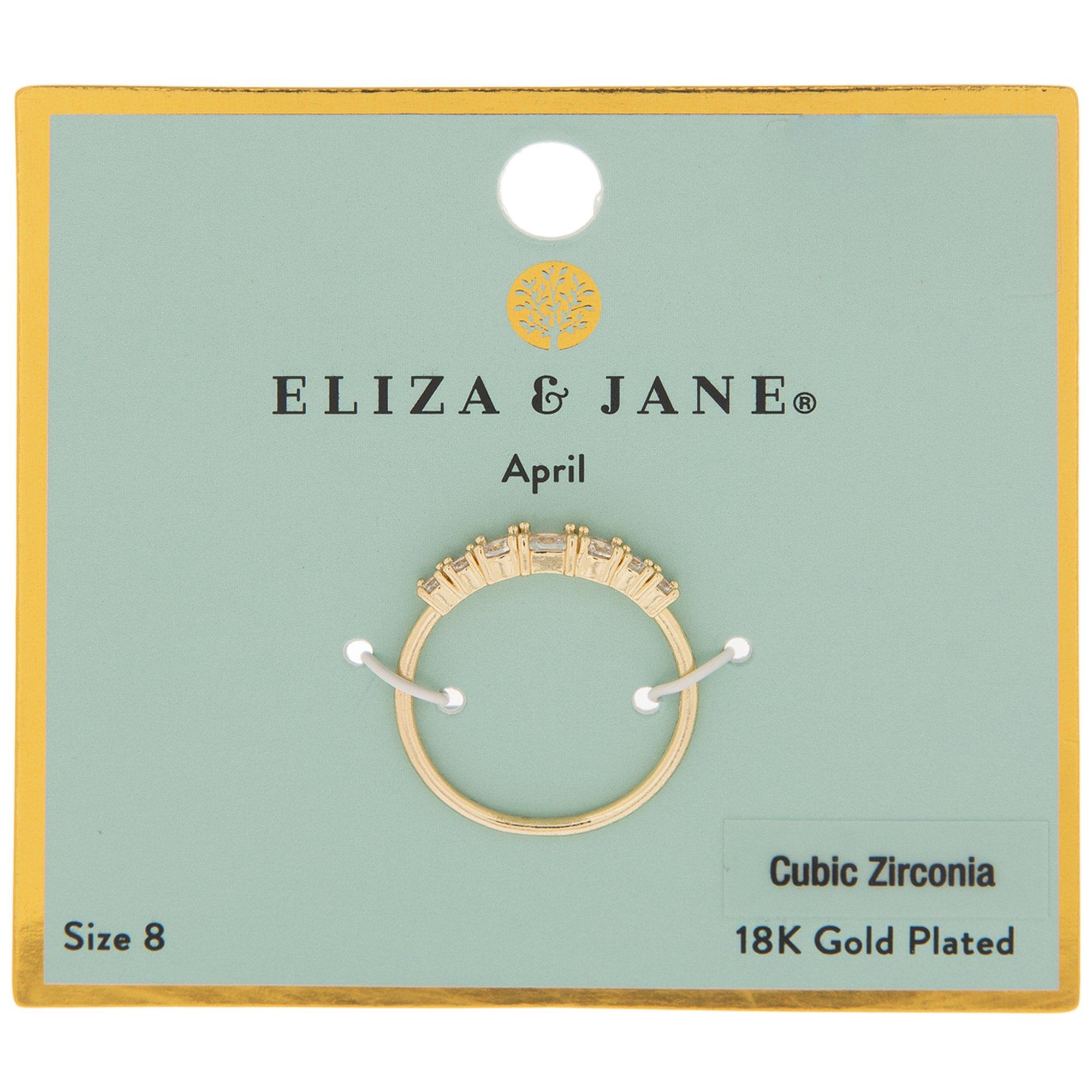 18K Gold Plated Birthstone Ring - Size 8 Ruby Red July