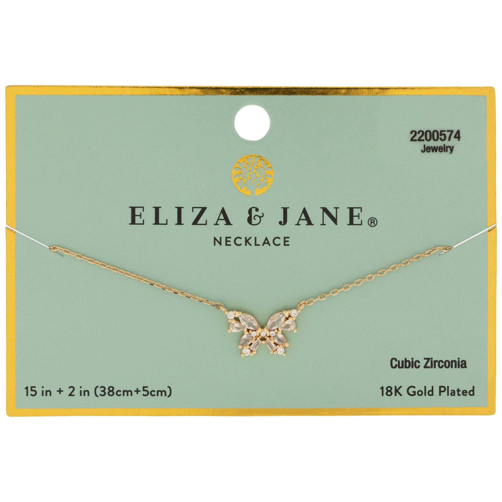 18K Gold Plated Cubic Zirconia Butterfly Necklace