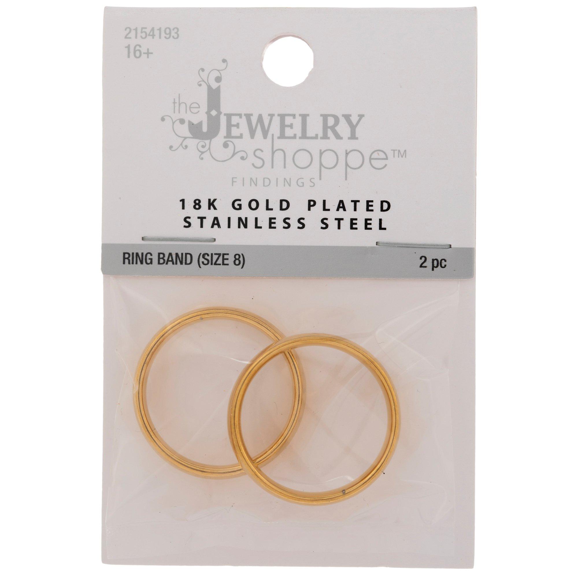 18K Gold Plated Stainless Steel Rings - Size 8