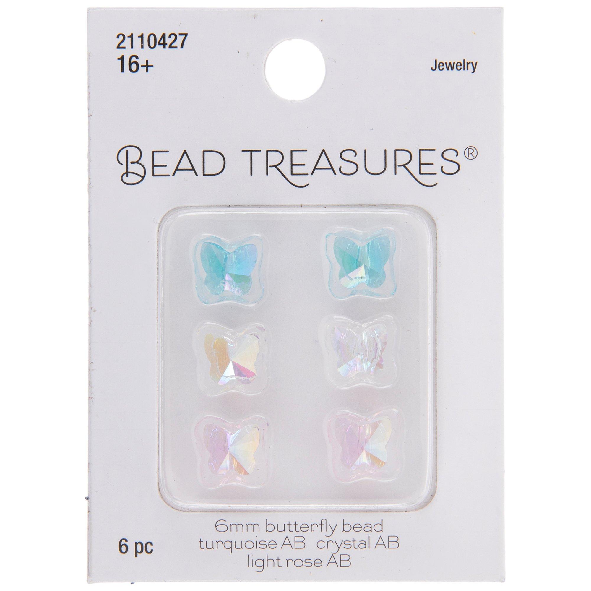 AB Butterfly Beads - 6mm Turquoise Ab, Crystal Ab & Light Rose Ab