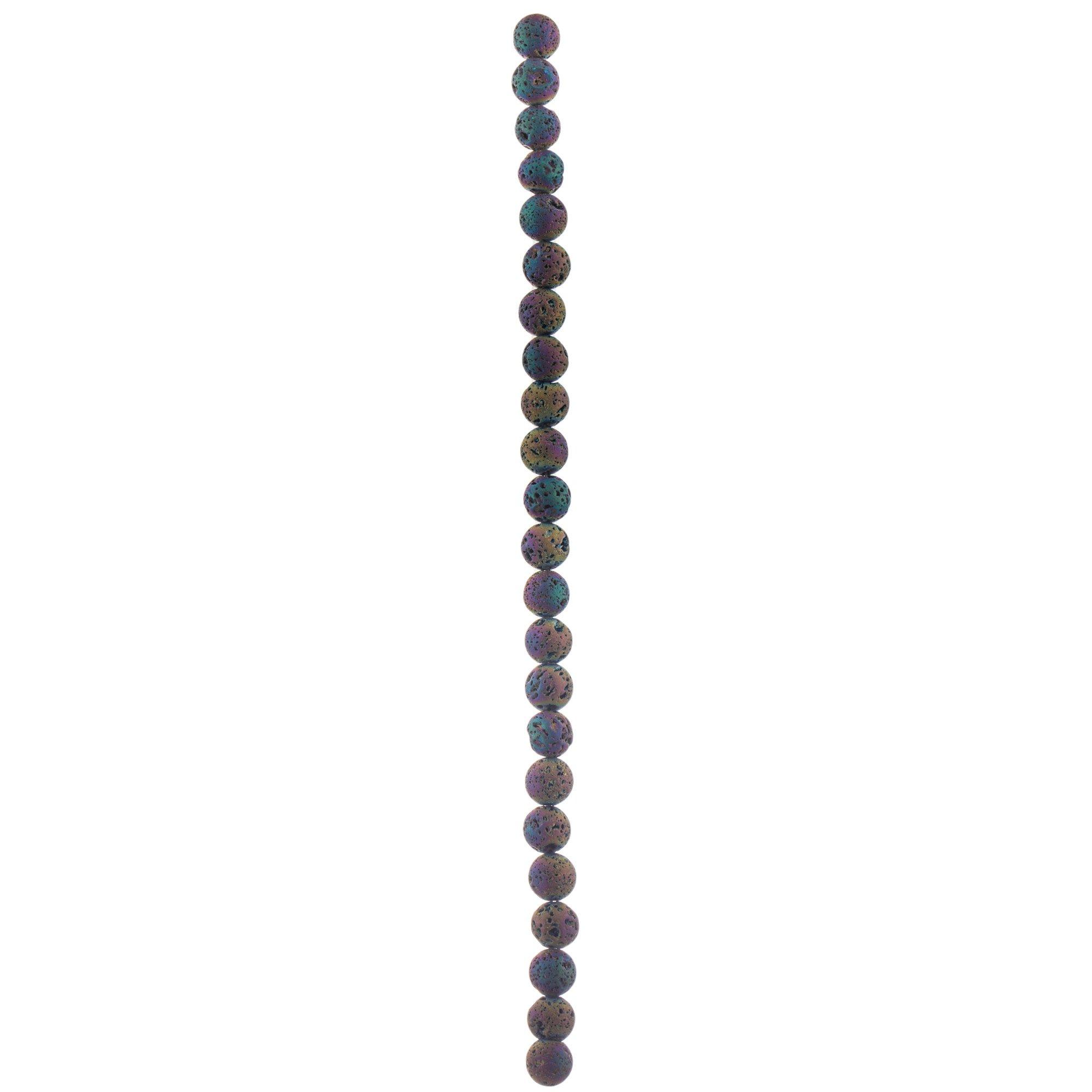 AB Round Coated Lava Stone Bead Strand