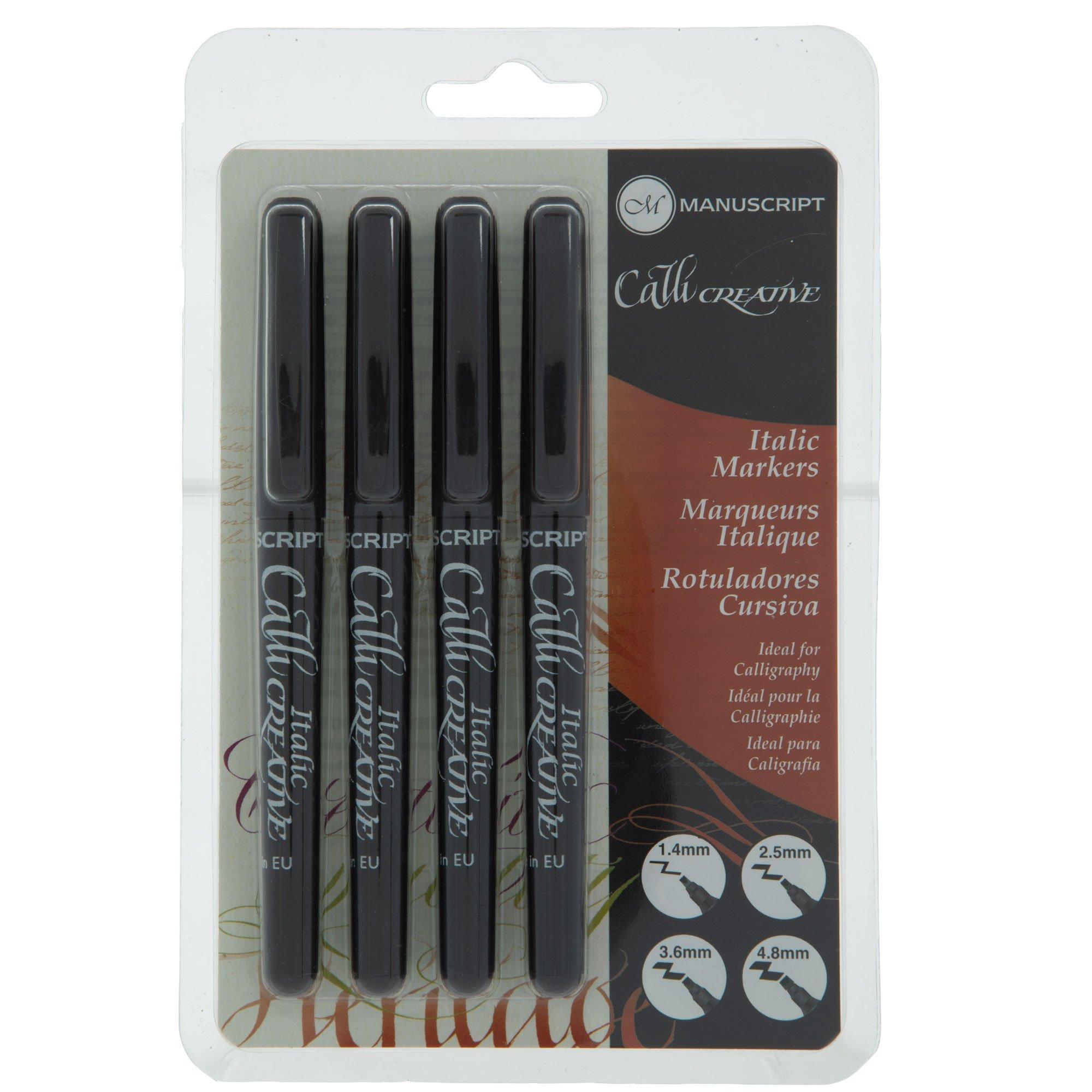 Black Italic Markers - 4 Piece Set