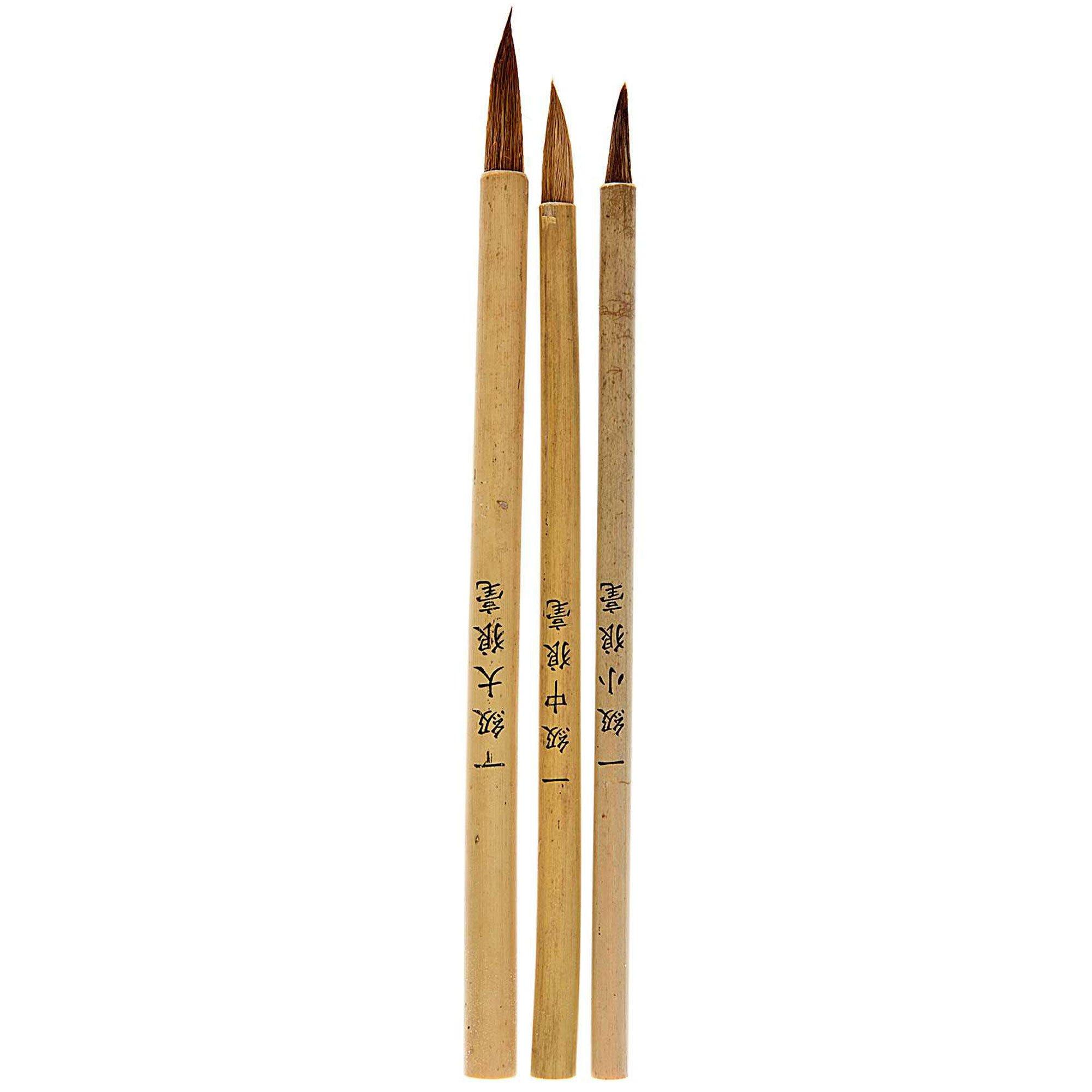 Chinese Bamboo Paint Brushes - 3 Piece Set