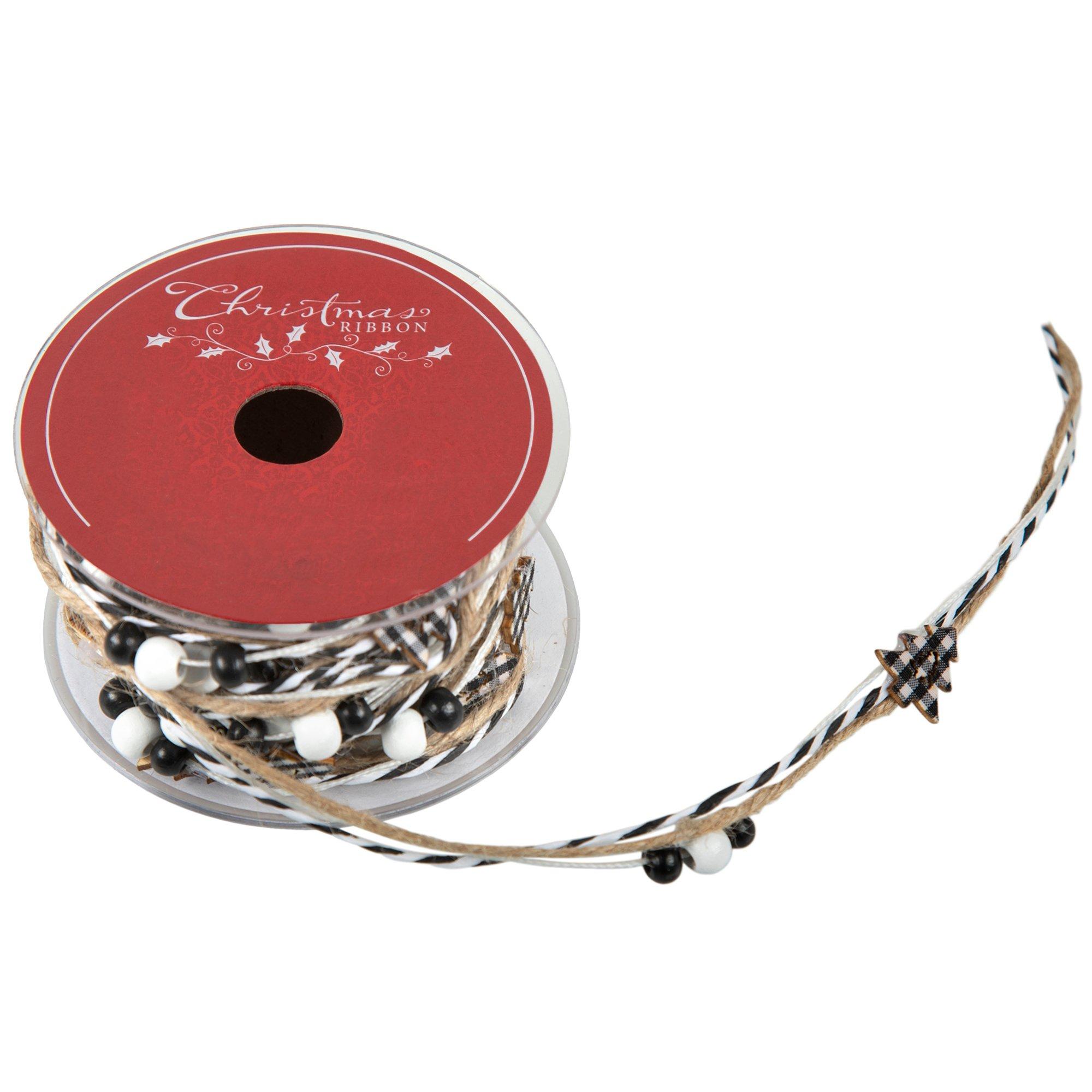 Beaded Jute & Trinket Ribbon - 13/16"