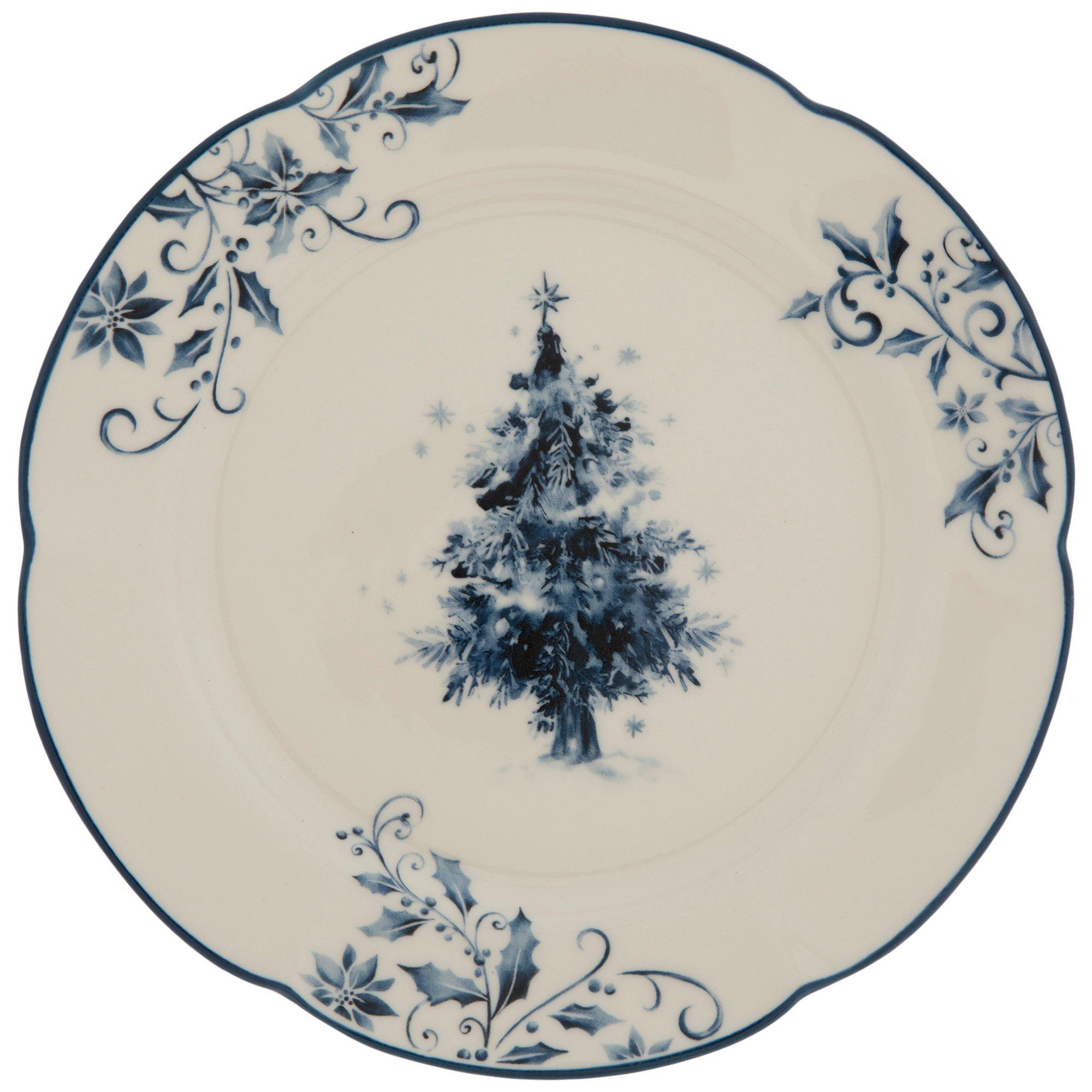 Blue Christmas Tree Salad Plate