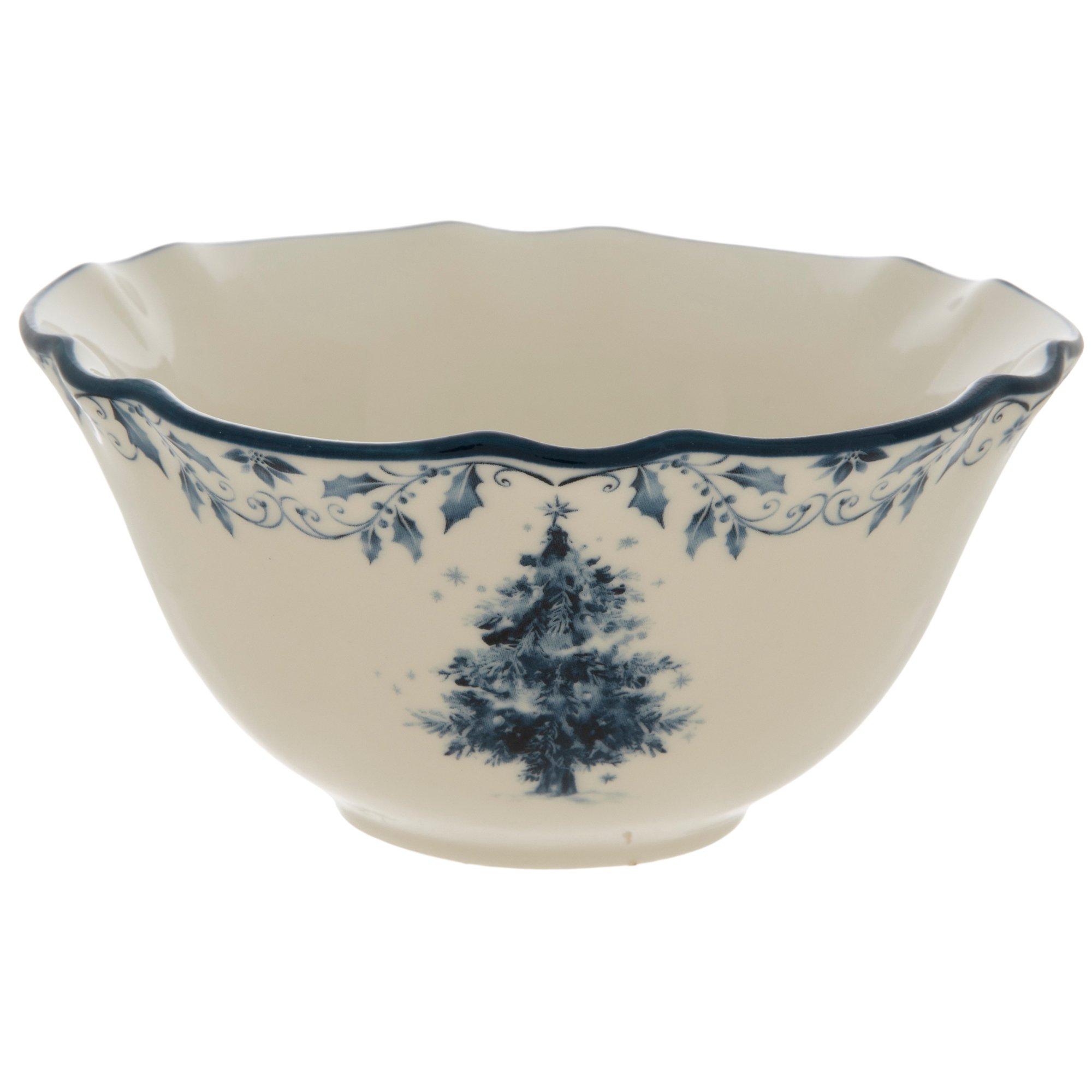 Blue Christmas Tree Ceramic Bowl