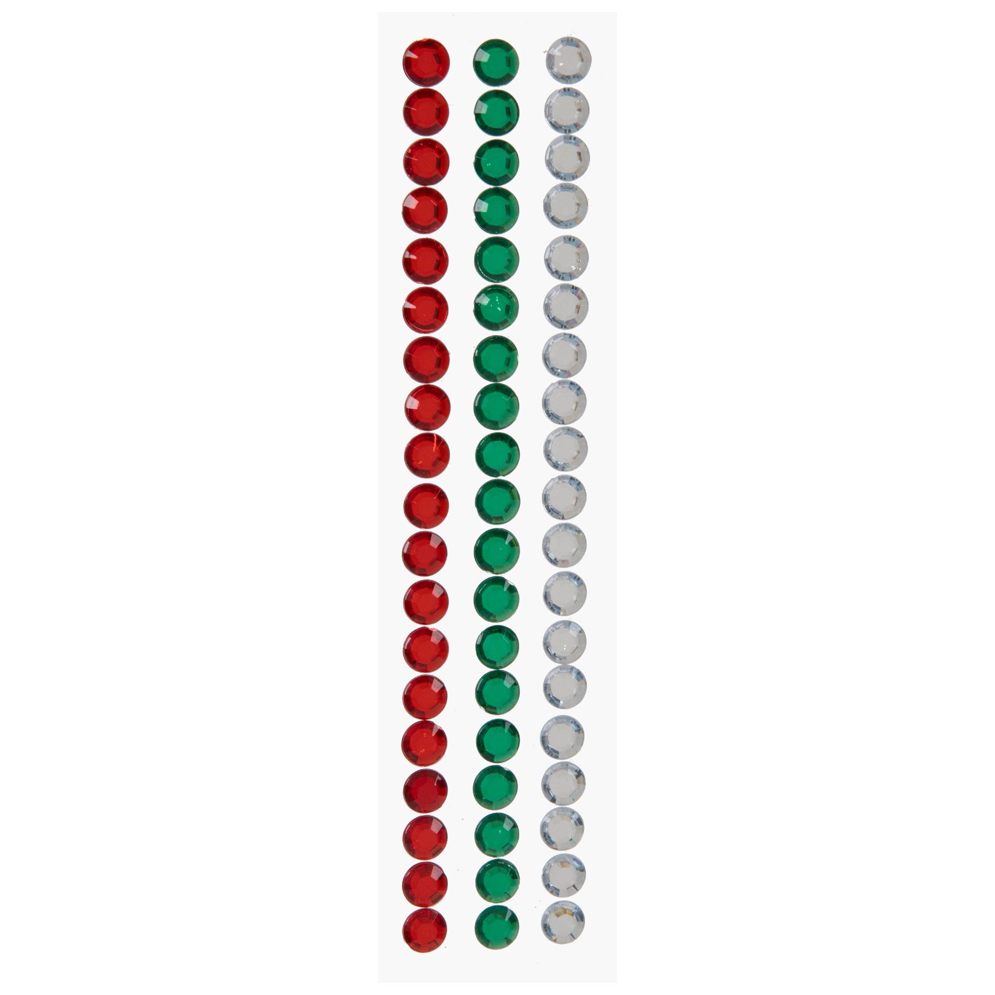 Red, Green & Silver Round Rhinestone Stickers - Hobby Lobby