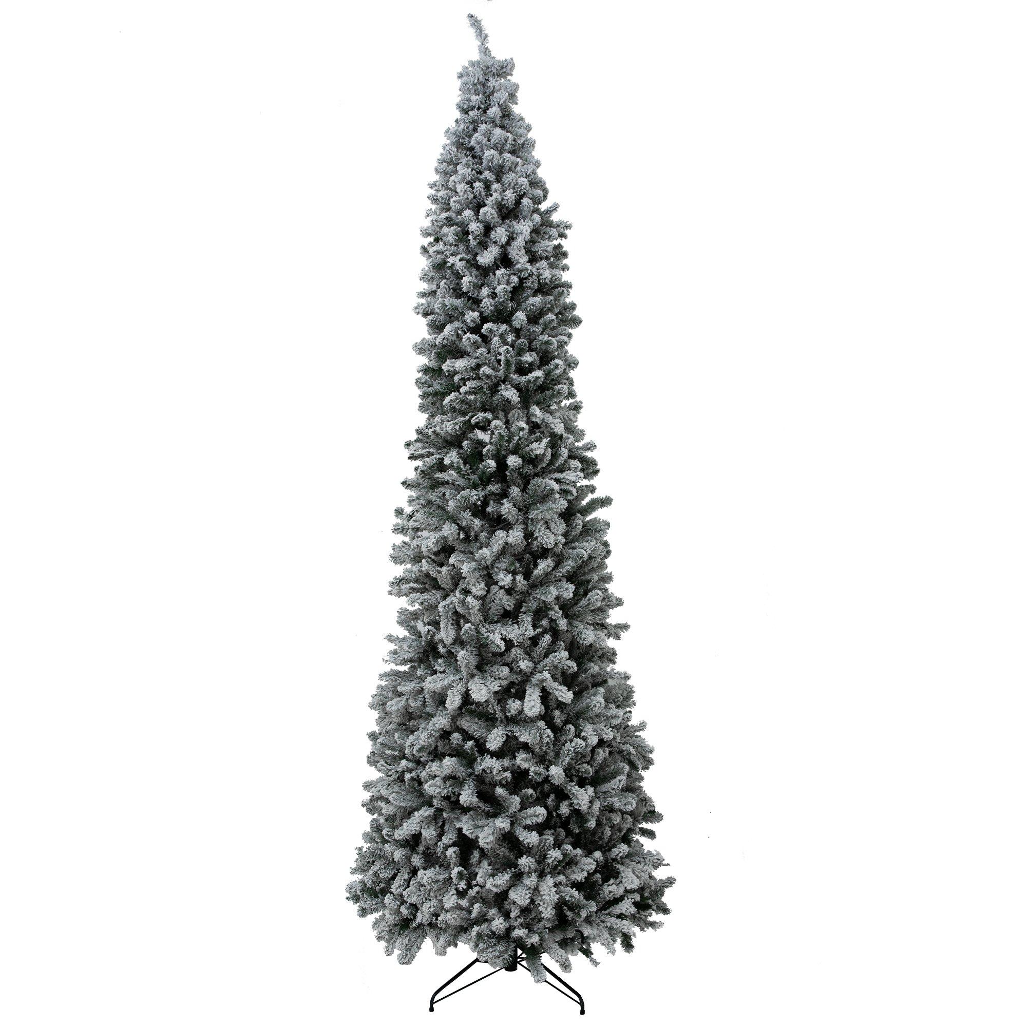 Flocked Fraser Pine Pre-Lit Christmas Tree - 12 ft