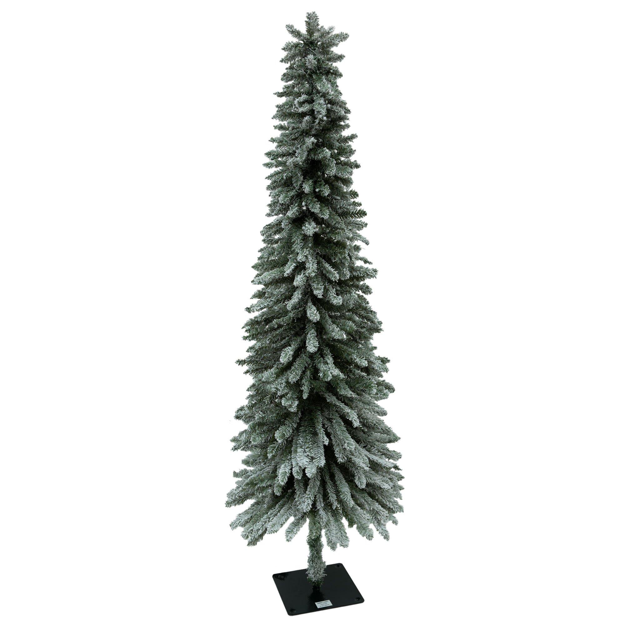 Flocked Narrow Alpine Pre-Lit Christmas Tree - 6 ft