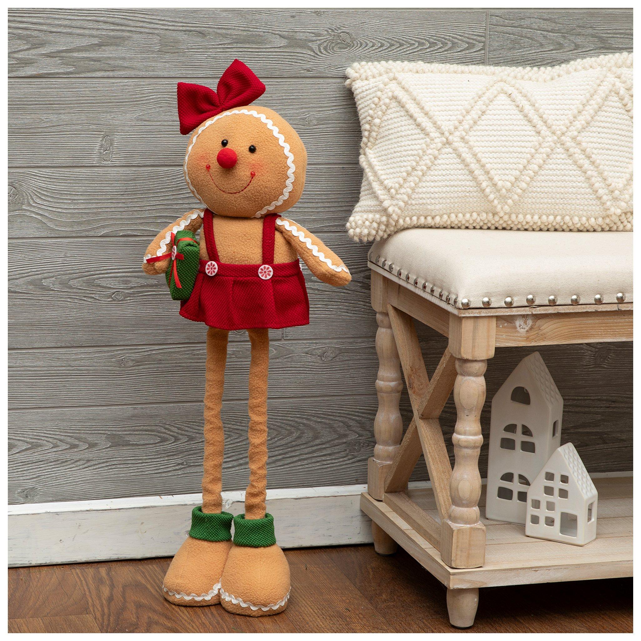 Adjustable Self-Standing Red Bow Gingerbread Woman