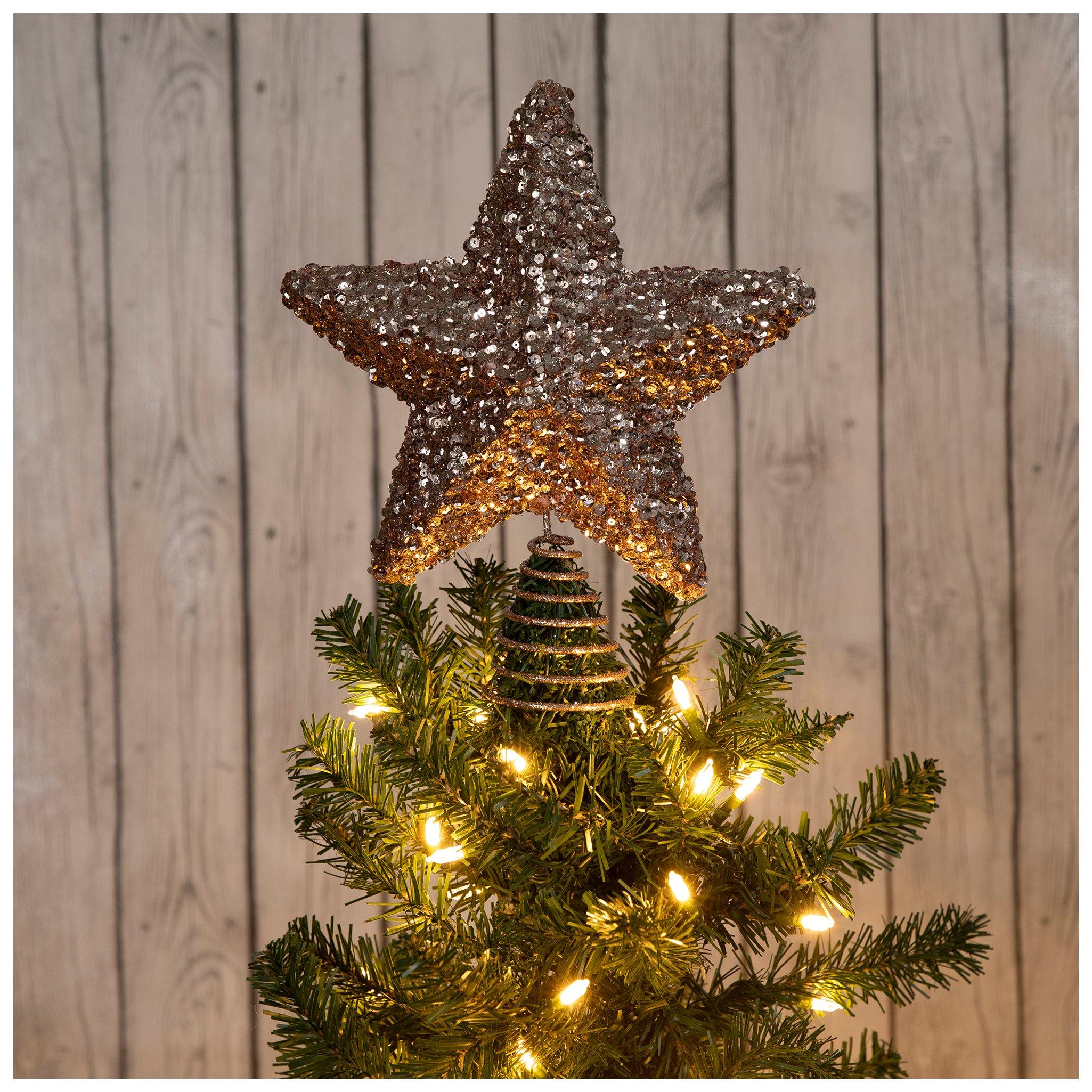 Glitter & Sequin Star Tree Topper Silver - Hobby Lobby