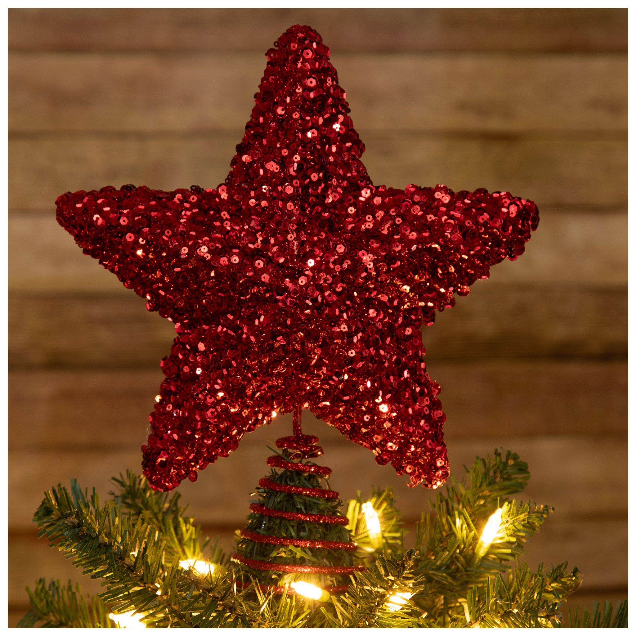 Glitter & Sequin Star Tree Topper Silver - Hobby Lobby