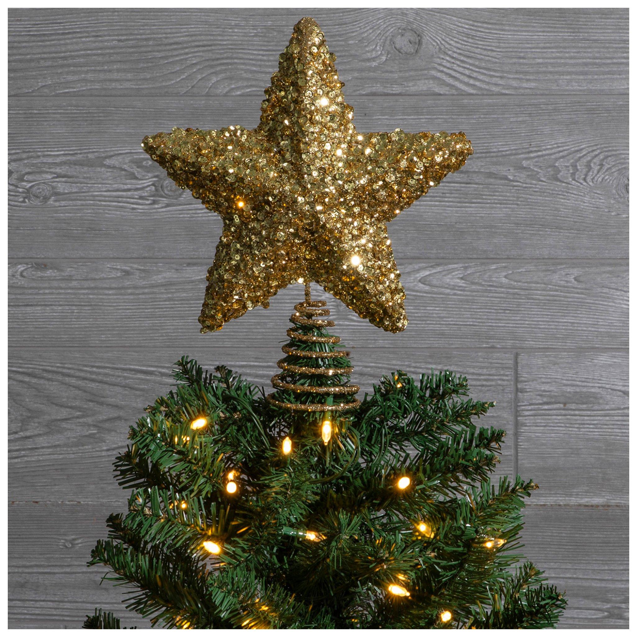 Glitter & Sequin Star Tree Topper Silver - Hobby Lobby
