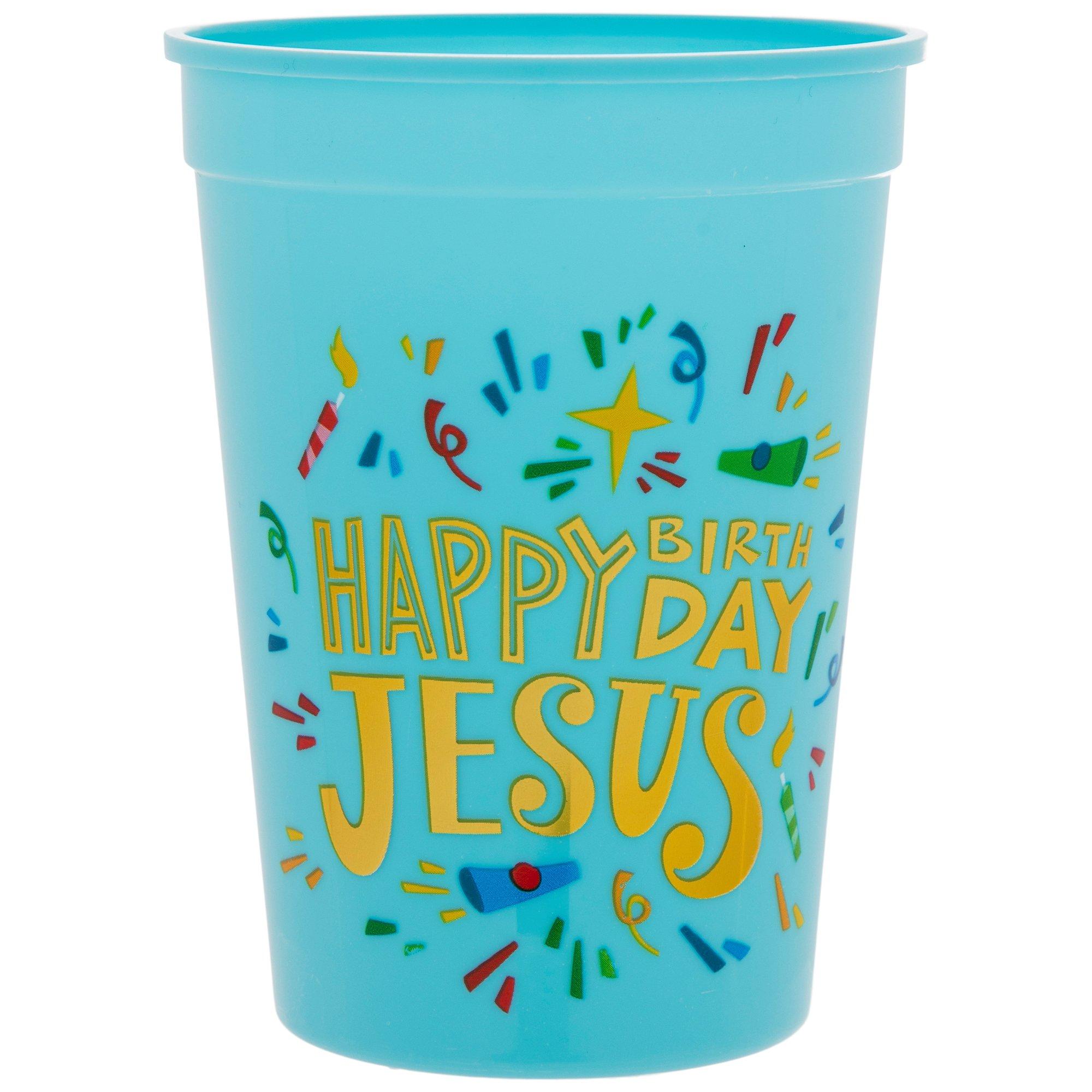 Blue Happy Birthday Jesus Cups