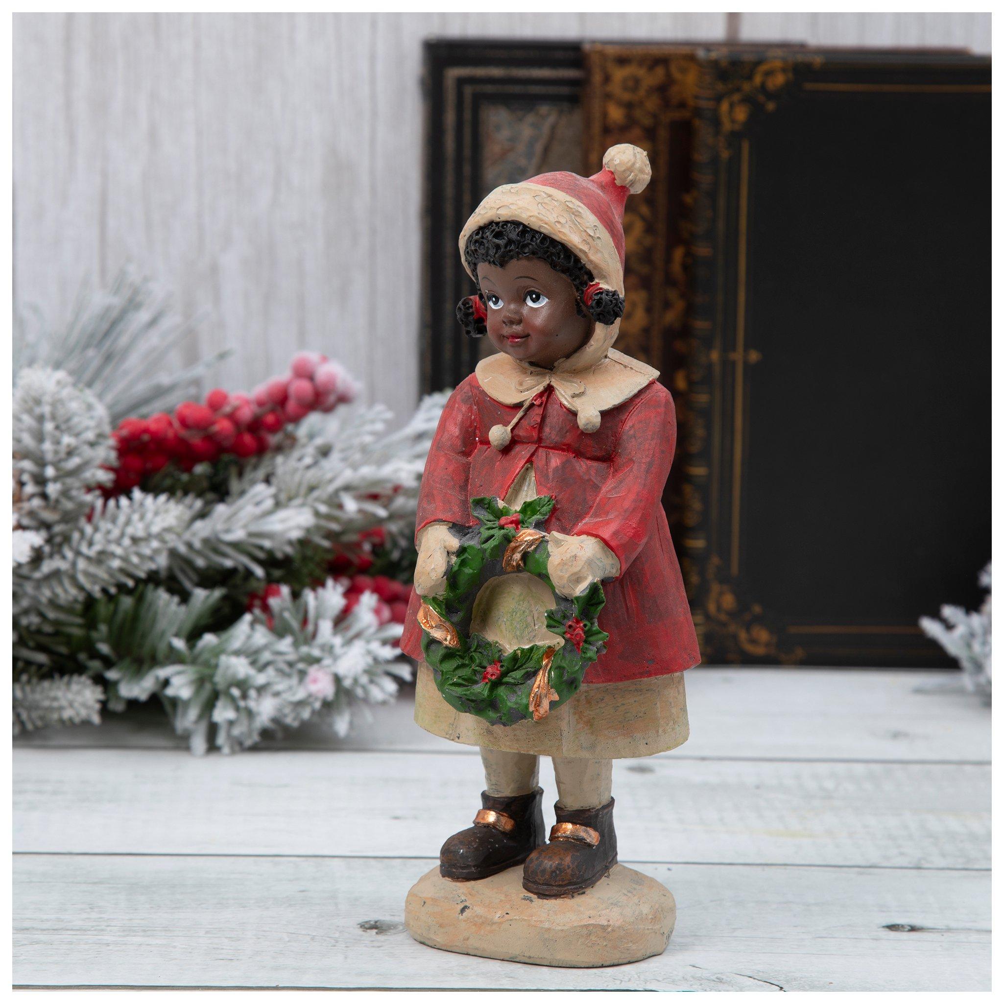 Victorian Girl Holding Wreath Figurine