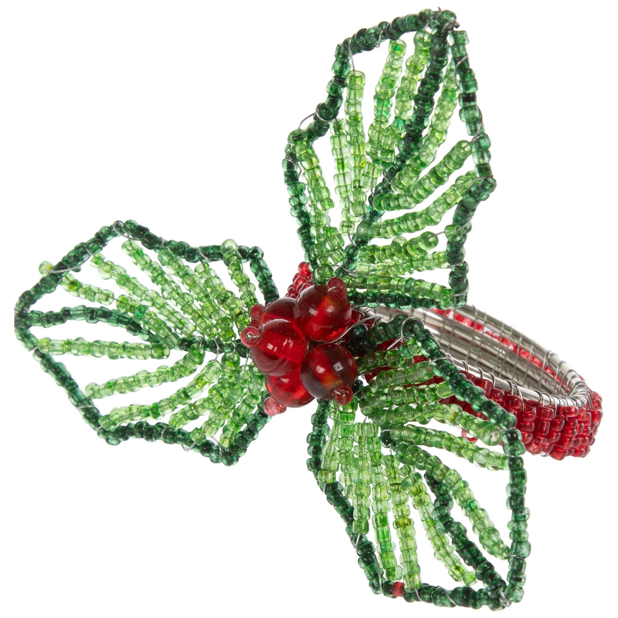 Beaded Holly Napkin Ring