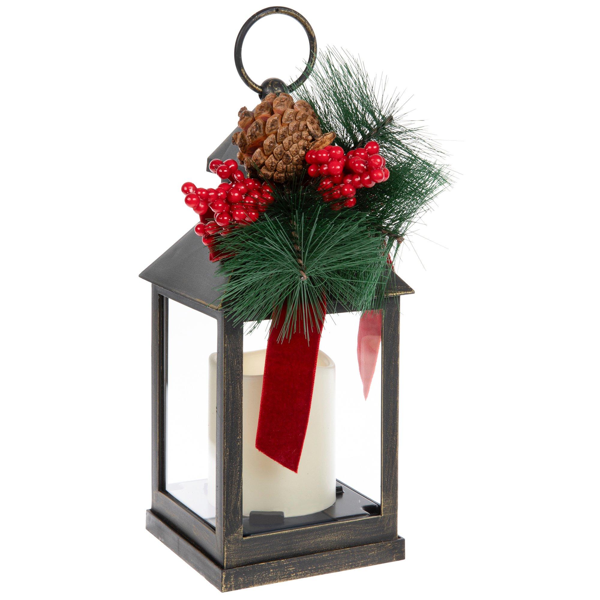 Distressed Black LED Lantern