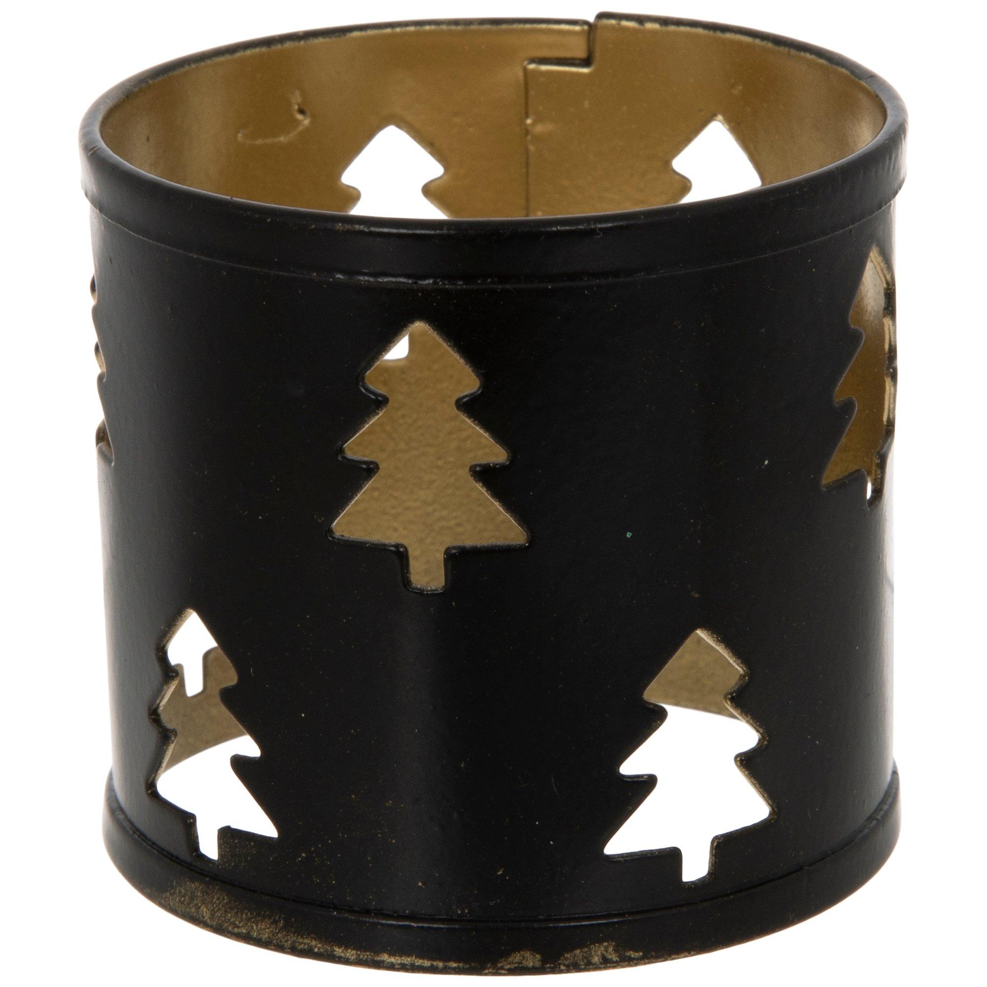 Black Tree Cutouts Metal Napkin Ring