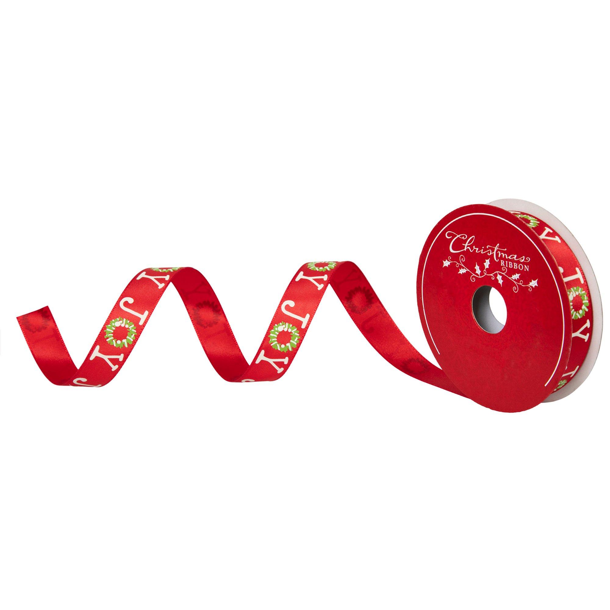 Joy Wreath Satin Ribbon - 5/8"