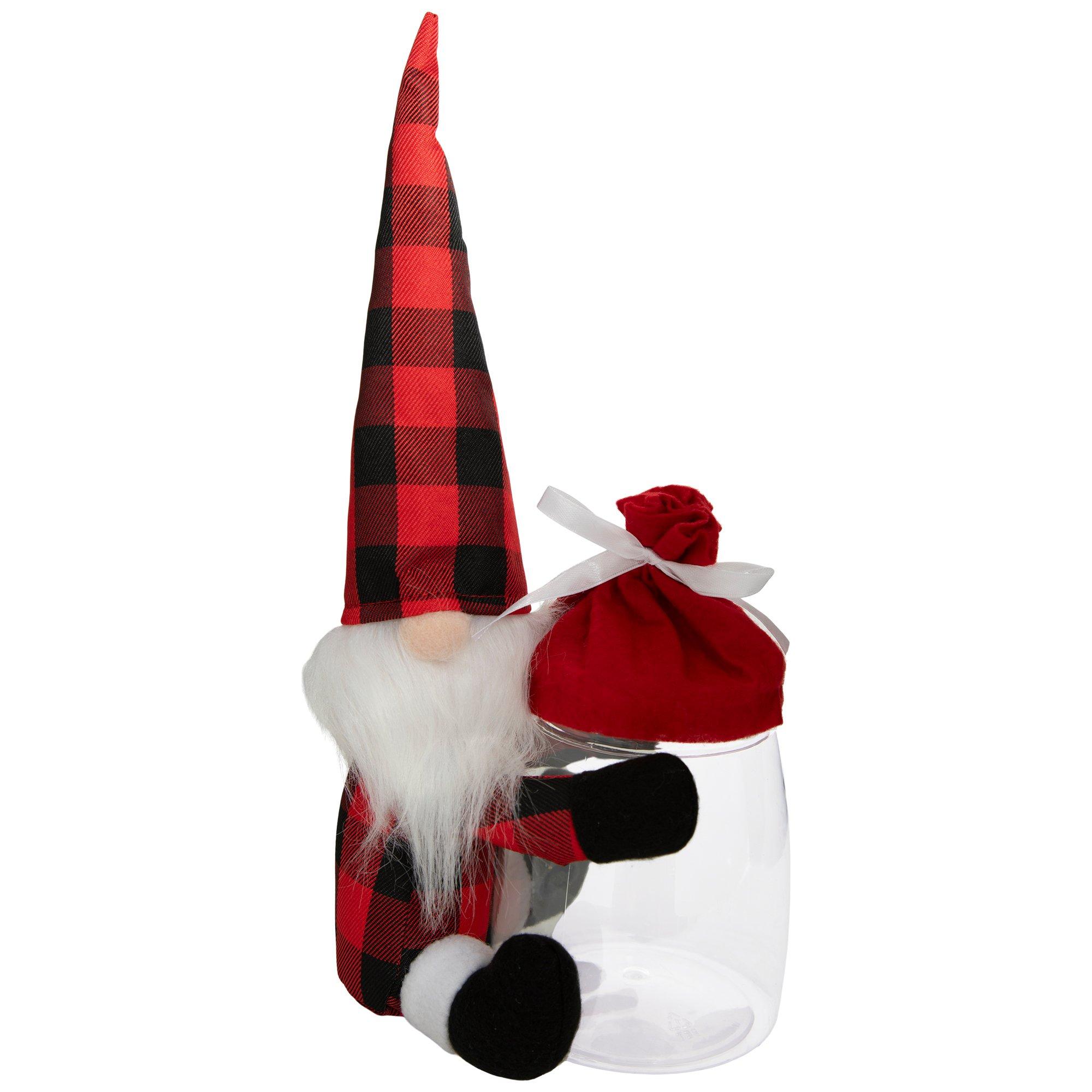 Buffalo Plaid Gnome Jar Red & Black