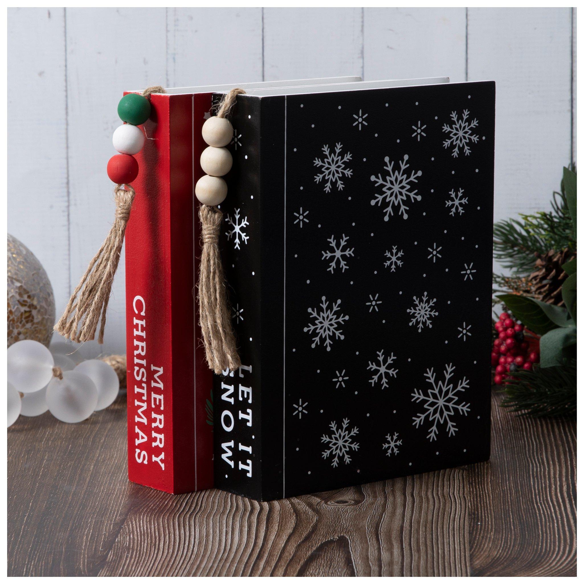 Black Snowflake Book Wood Decor