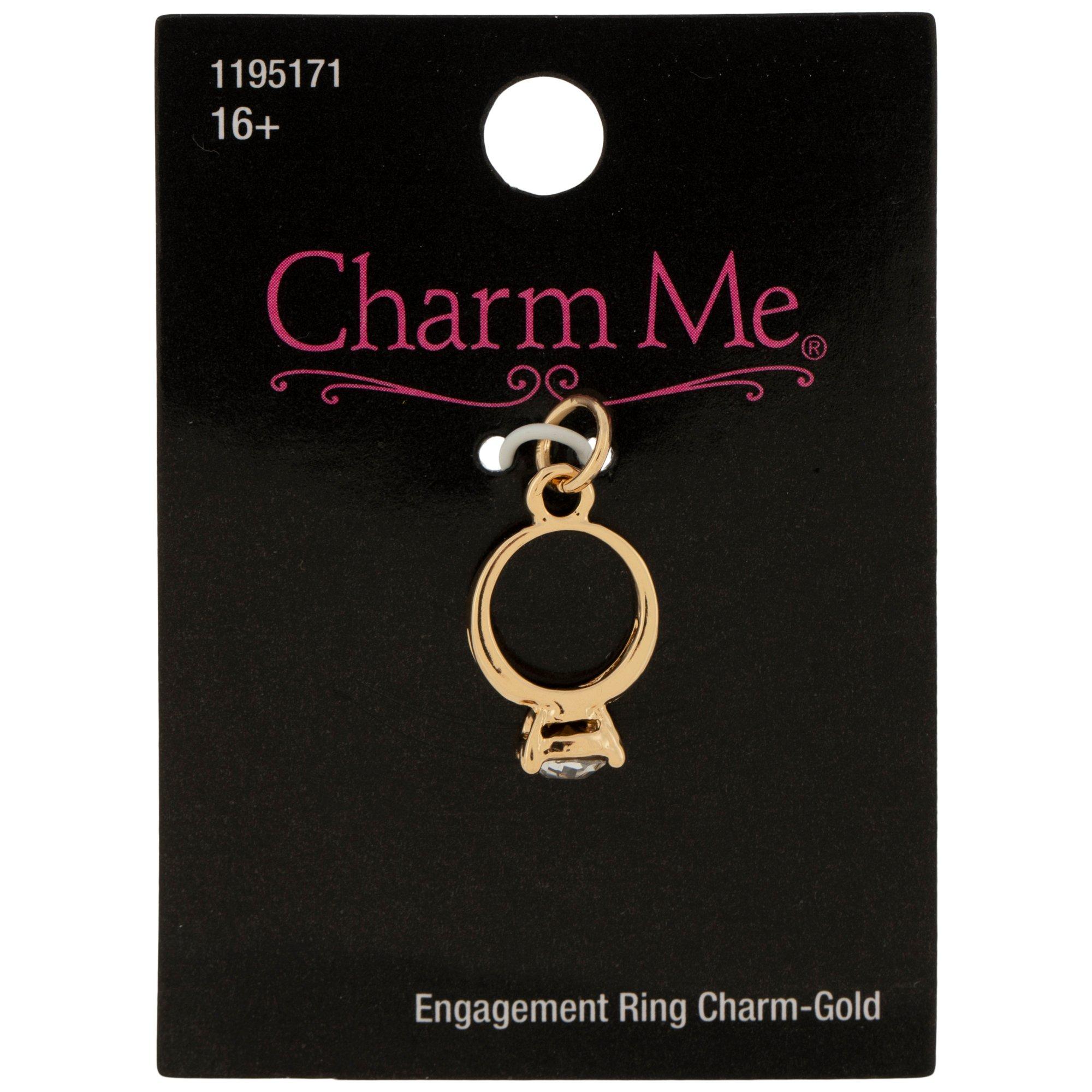 Engagement Ring Charm Imitation Rhodium