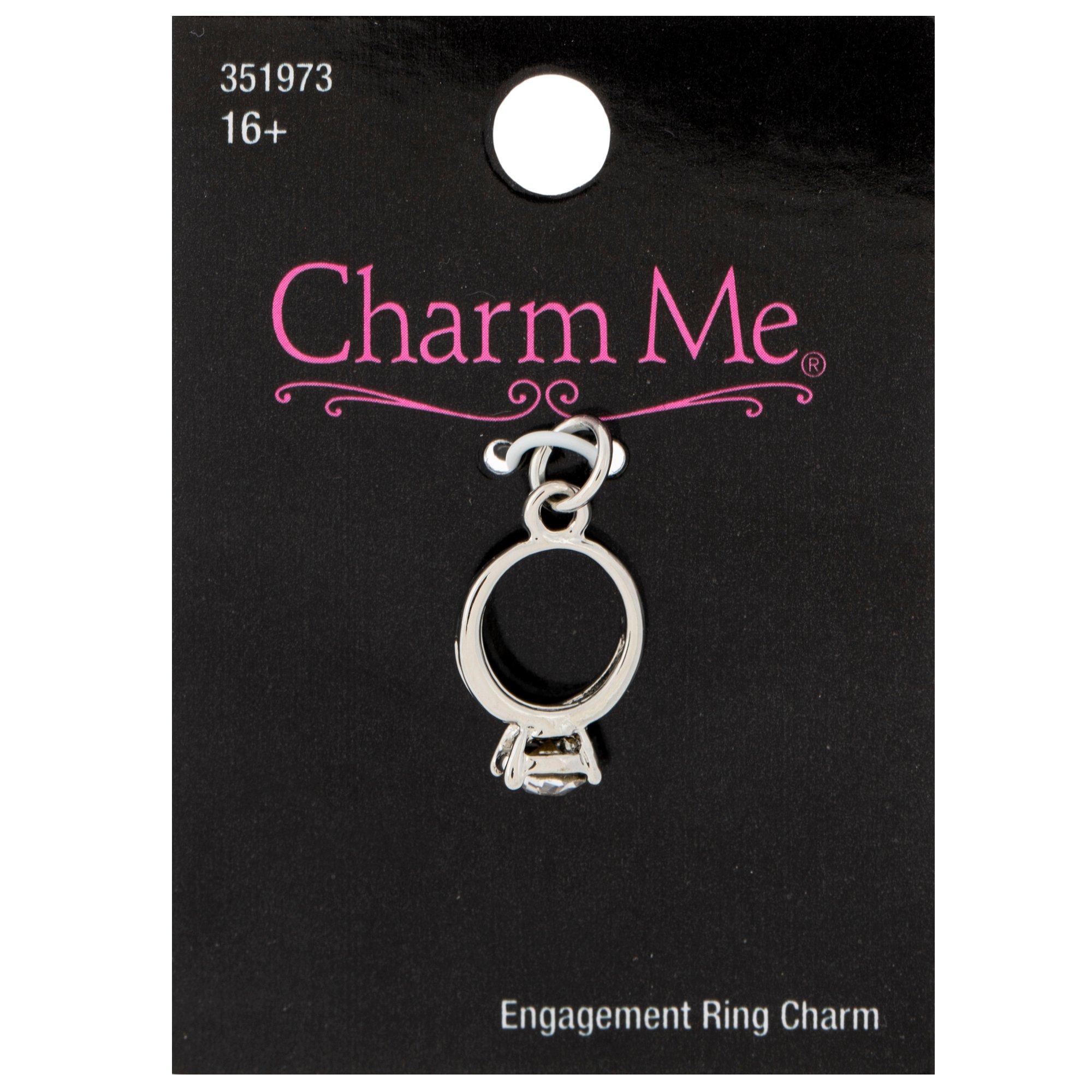 Engagement Ring Charm Imitation Rhodium