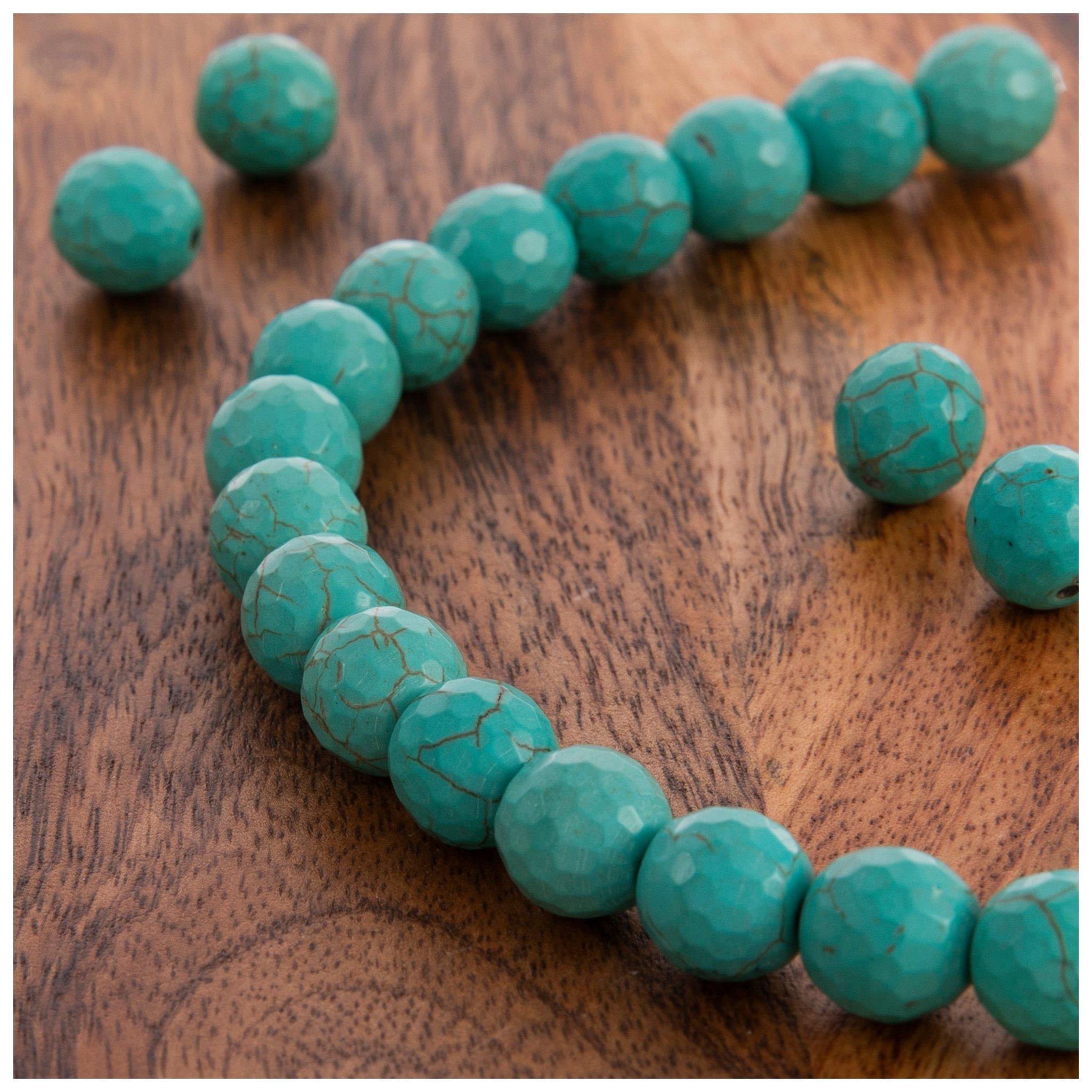 Turquoise Dyed Faceted Round Bead Strand