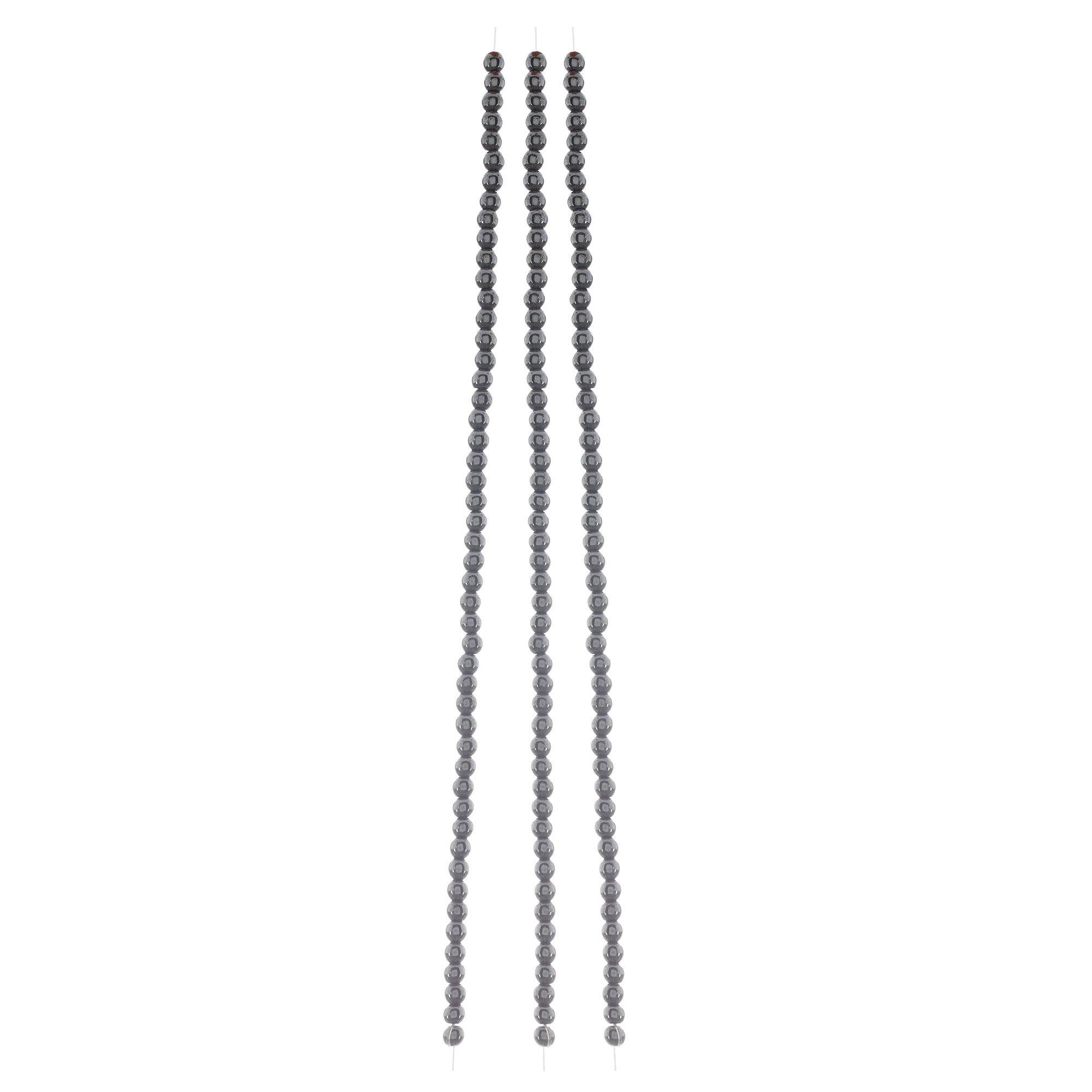 Round Plated Hematite Bead Strands