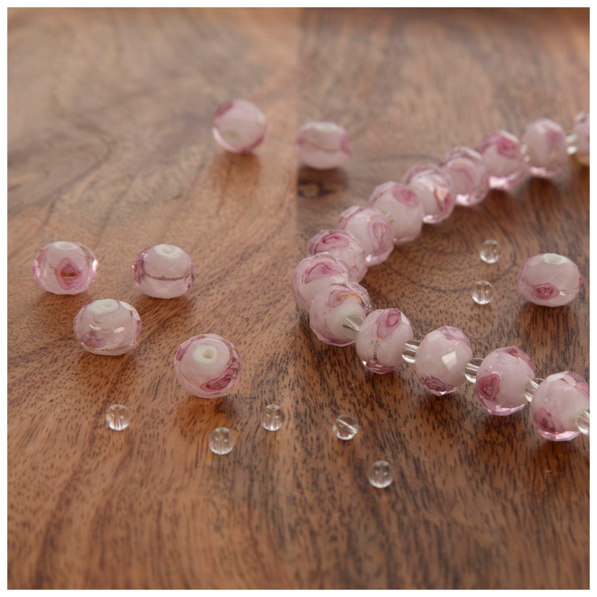 Pink Rose Faceted Bead Strand