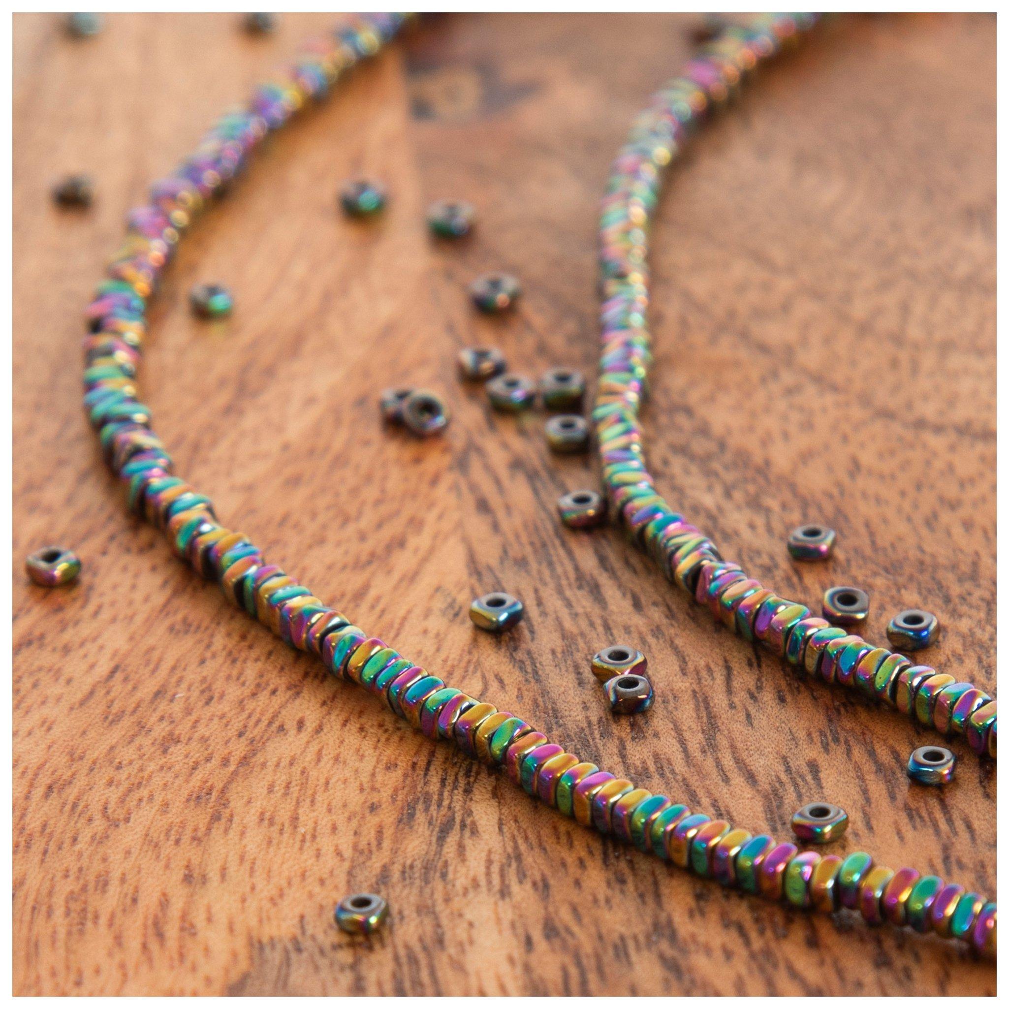 AB Plated Hematite Square Bead Strands