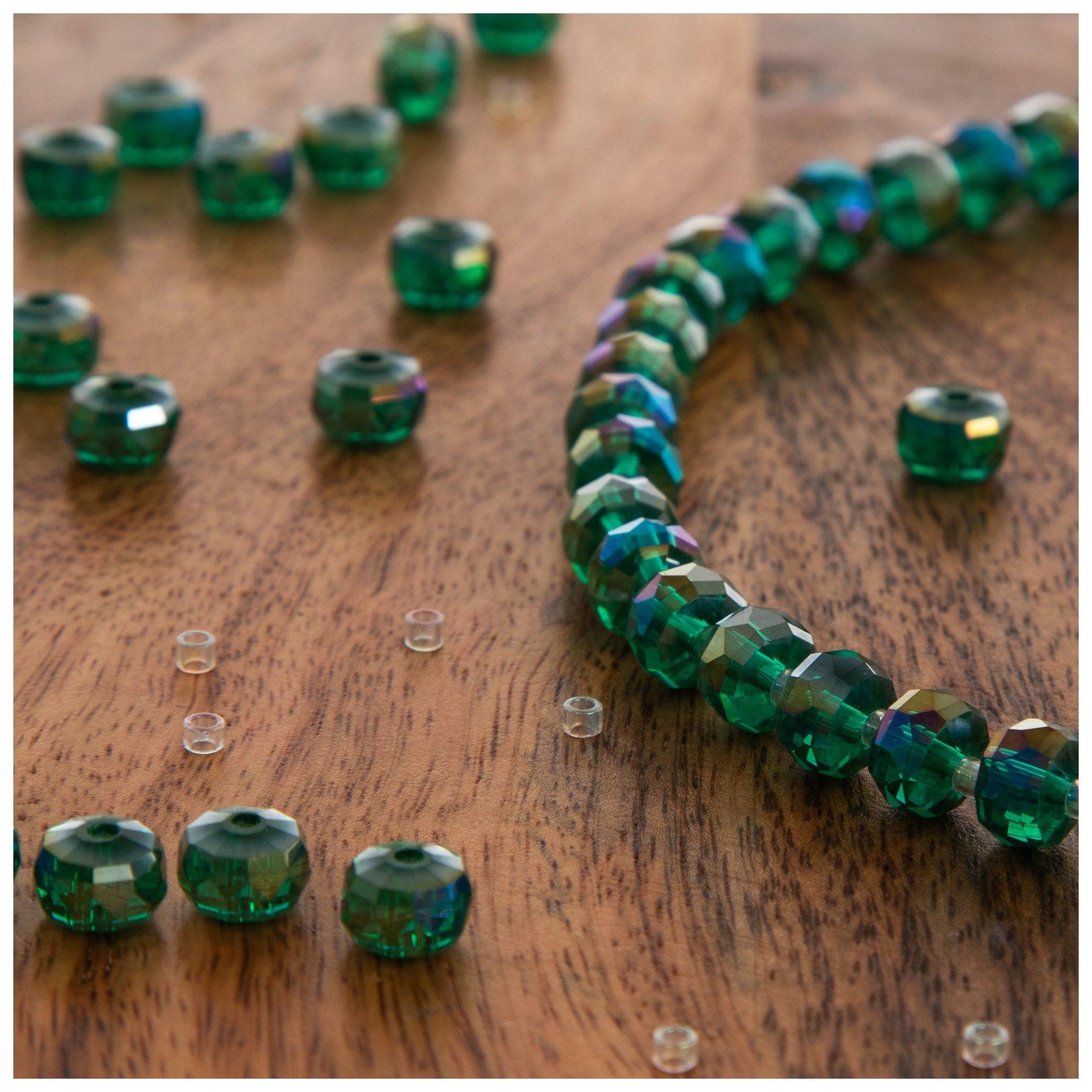 AB Plated Glass Faceted Bead Strand Peridot 5 AB Plated Glass Faceted Bead Strand Peridot