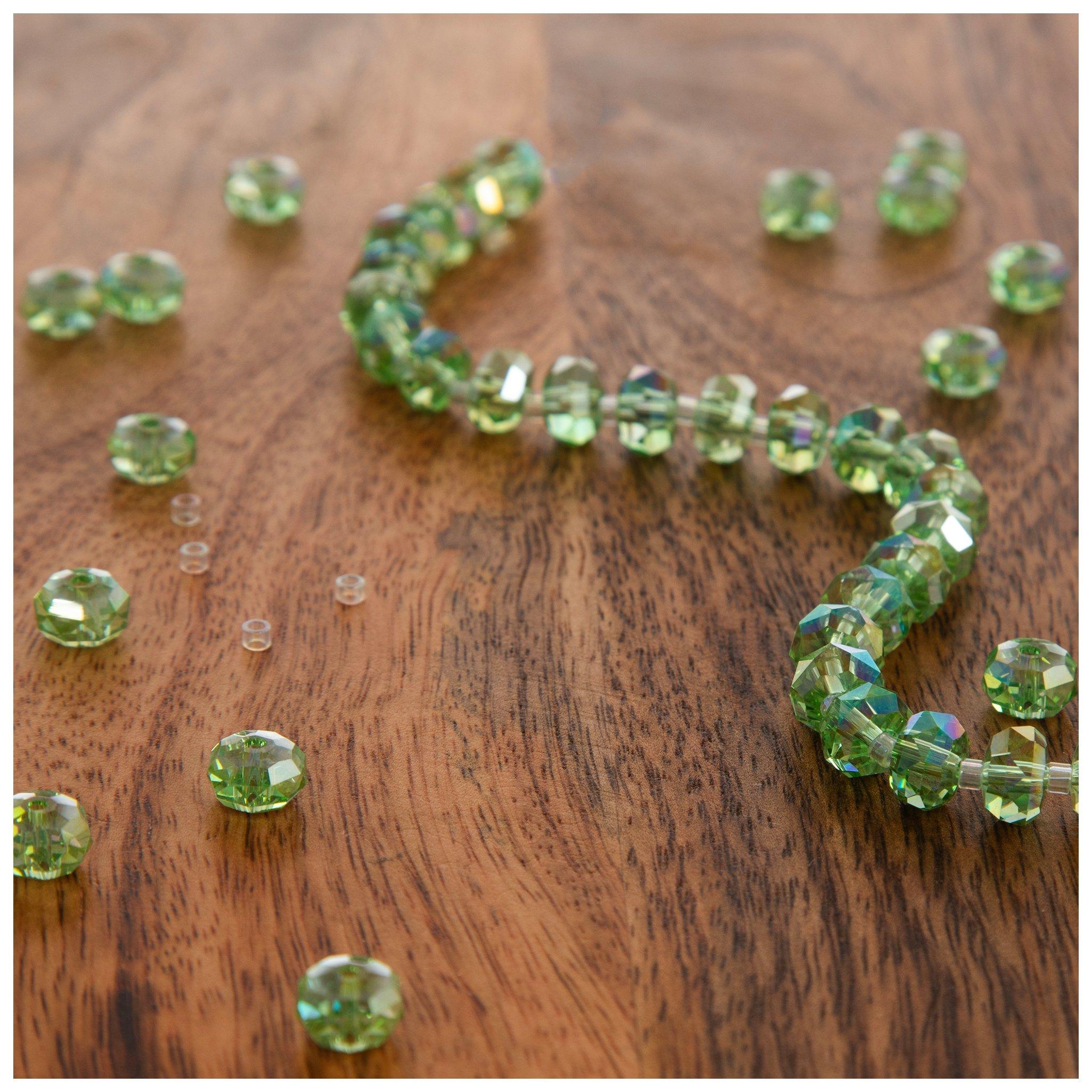 AB Plated Glass Faceted Bead Strand Peridot 6 AB Plated Glass Faceted Bead Strand Peridot