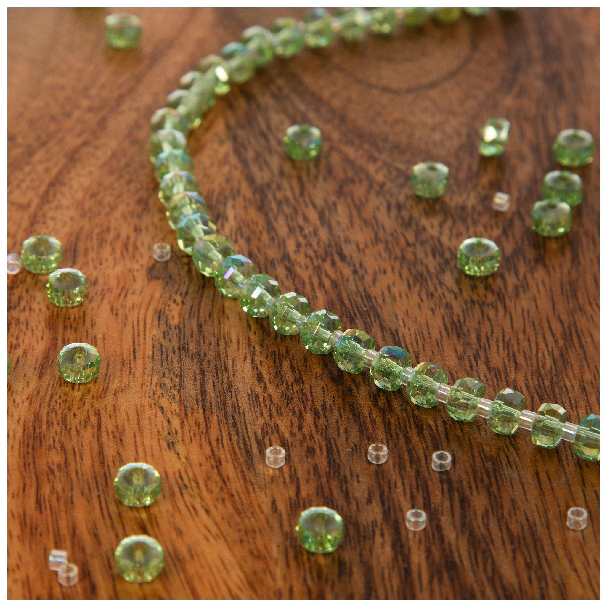 AB Plated Glass Faceted Bead Strand Green 4 AB Plated Glass Faceted Bead Strand Green