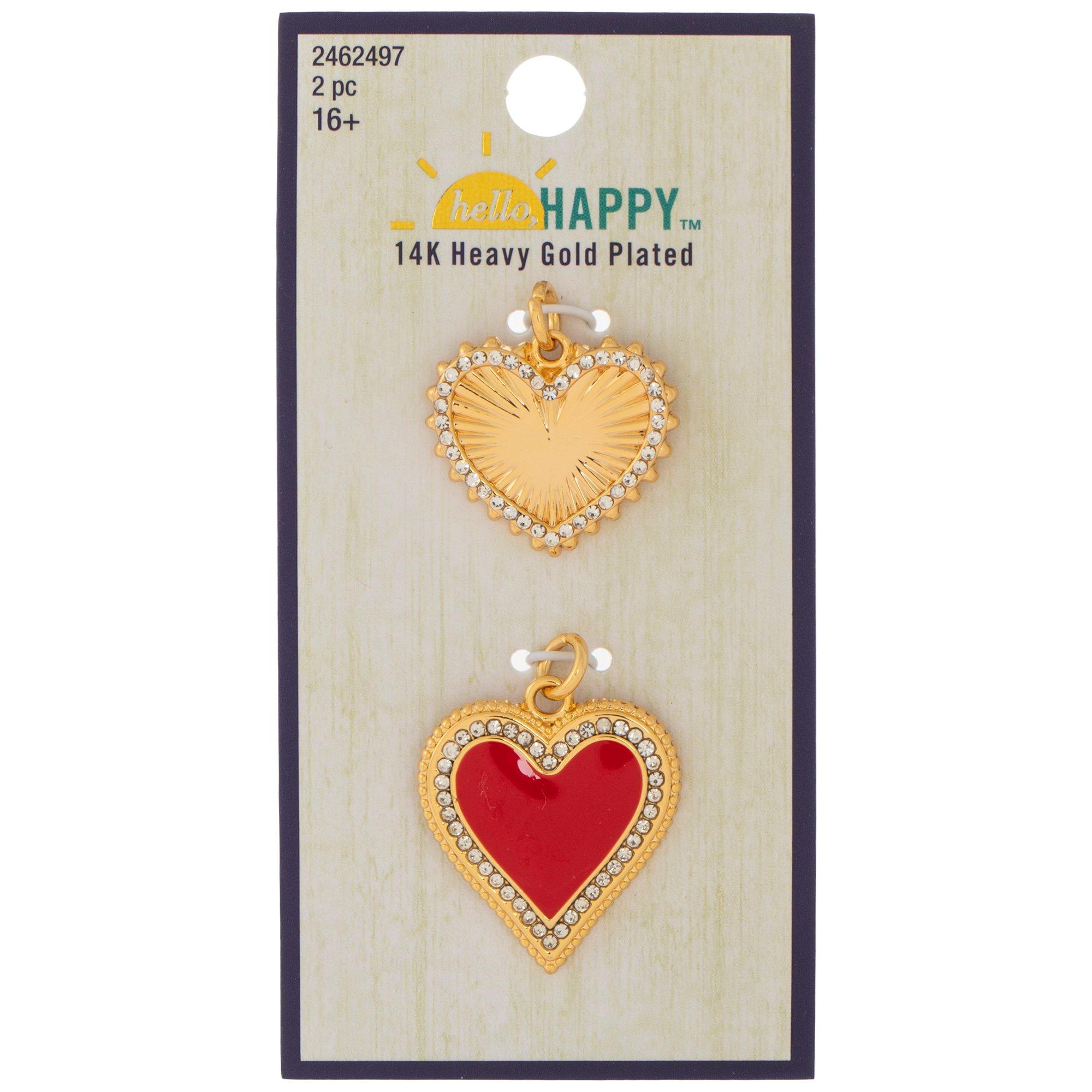 14K Heavy Gold Plated Heart Charms