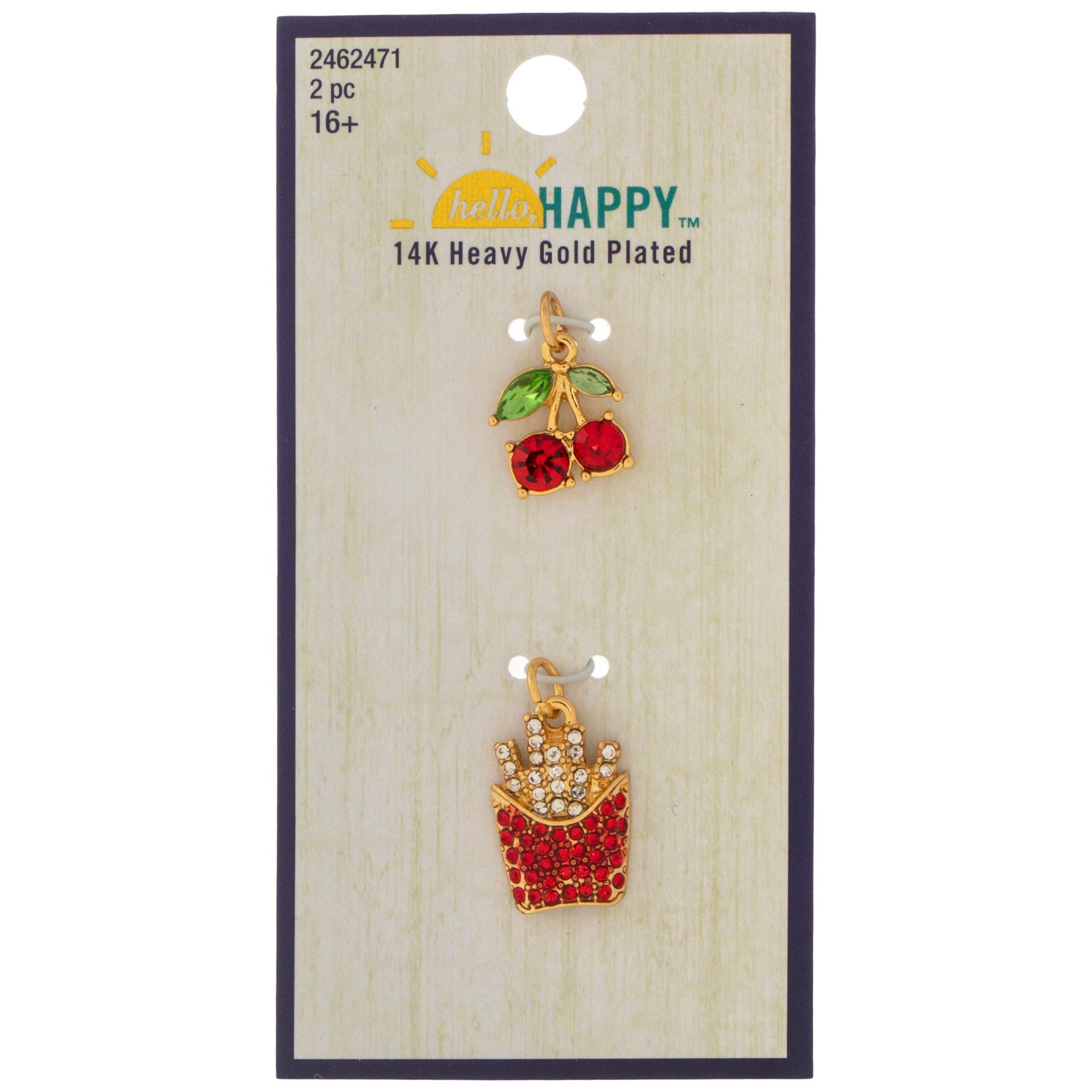 14K Heavy Gold Plated Cherry & Fries Charms