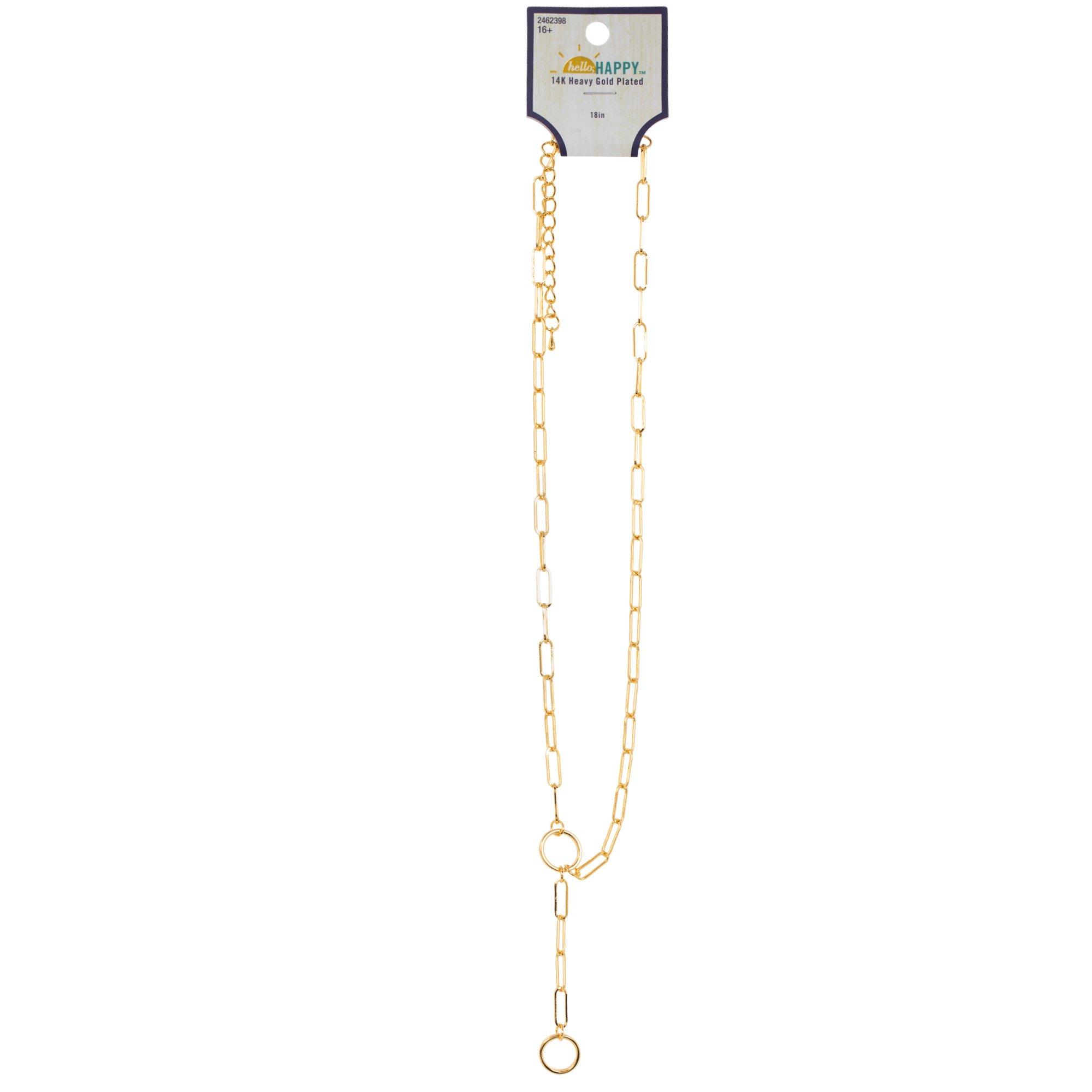 14K Heavy Gold Plated Clip Chain Necklace - 18"