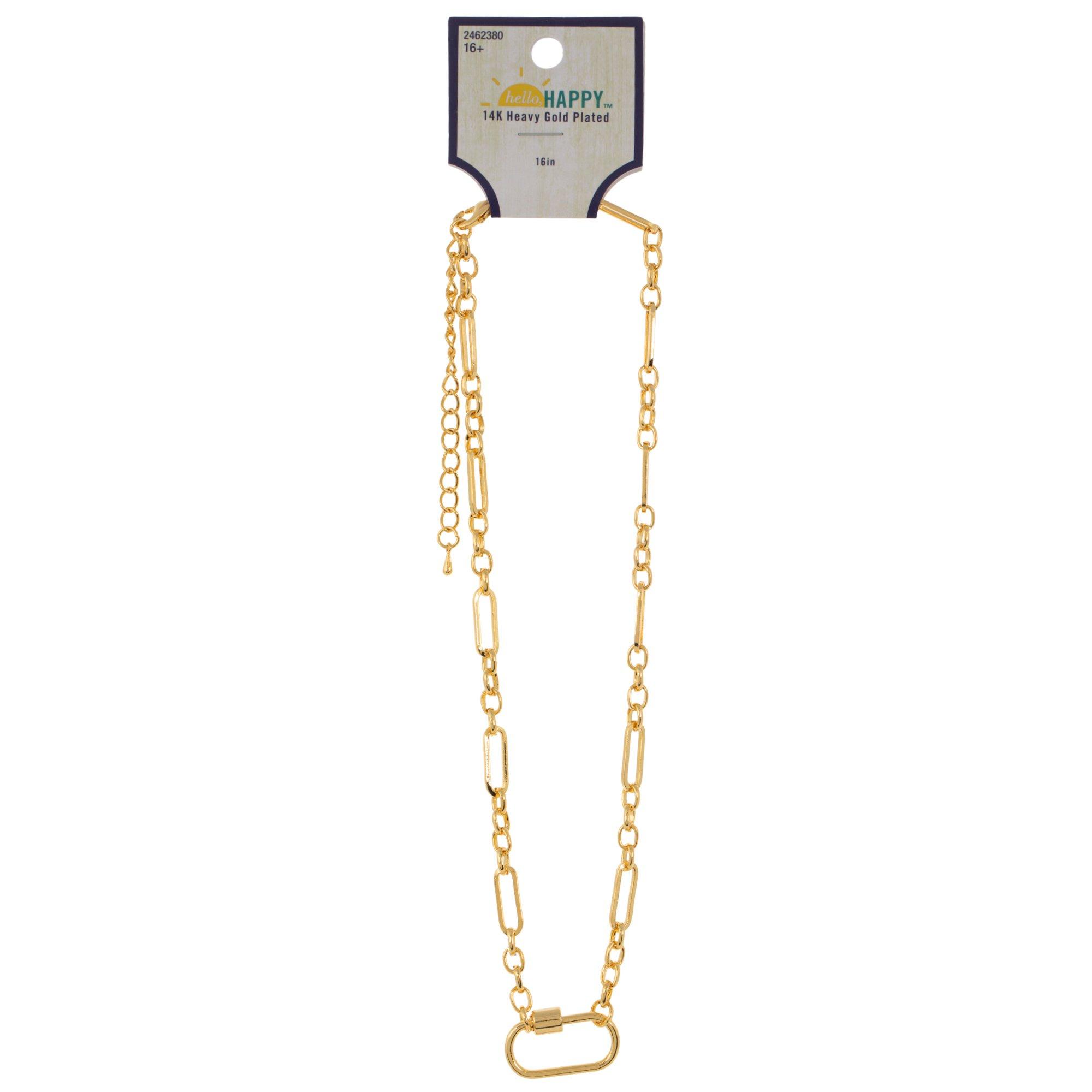 14K Heavy Gold Plated Necklace With Charm Closure - 16"