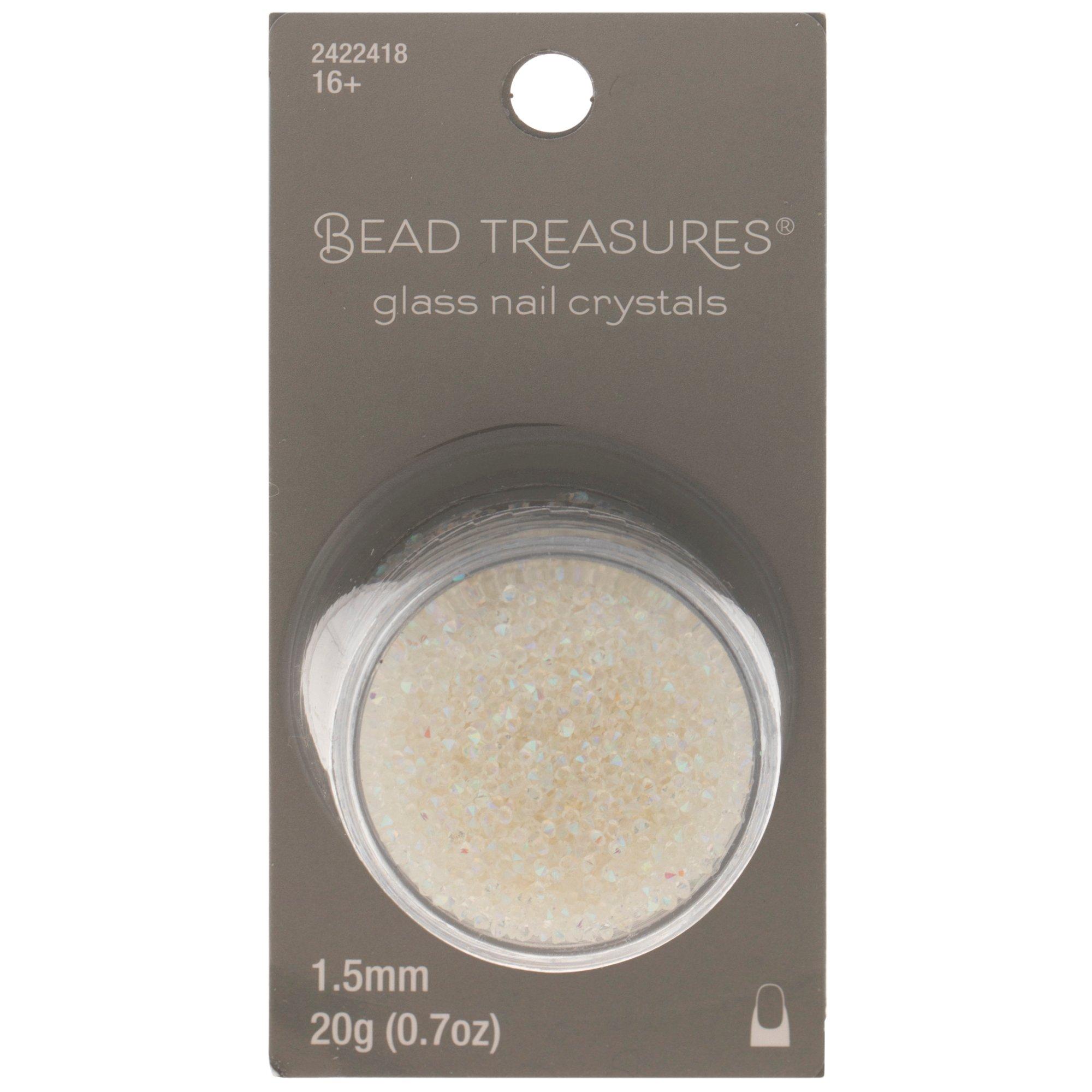 Bicone Glass Nail Crystals Silver
