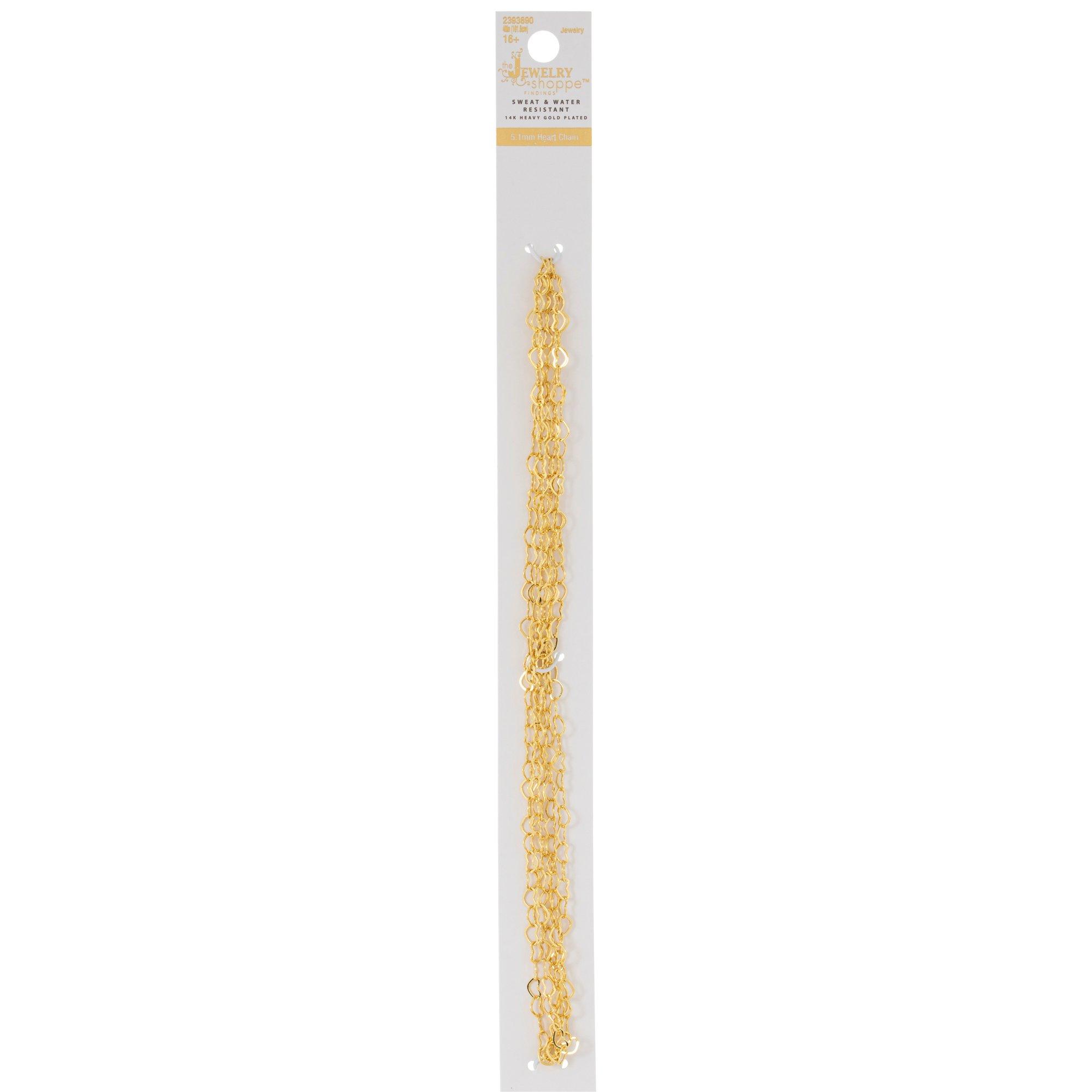 14K Heavy Gold Plated Heart Necklace Chain - 40"