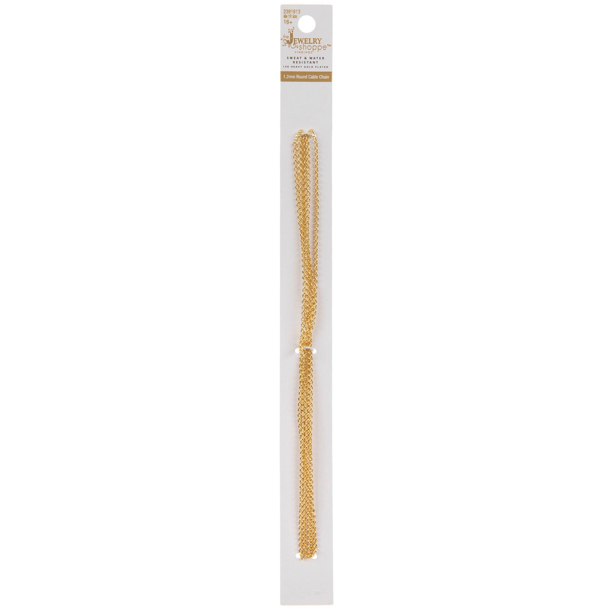 14K Gold Plated Round Cable Chain - 1.2mm